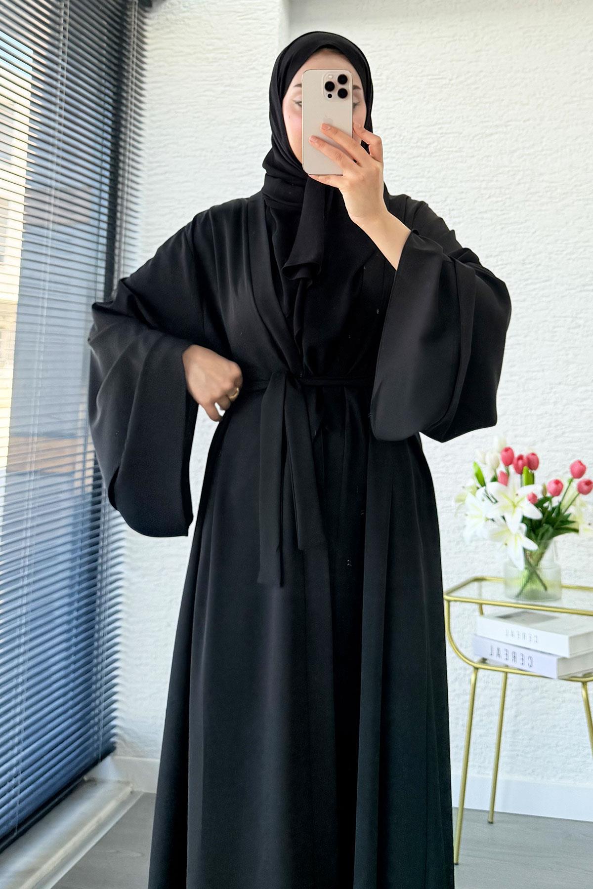 Premium Volan Kol Diana Abaya – Siyah