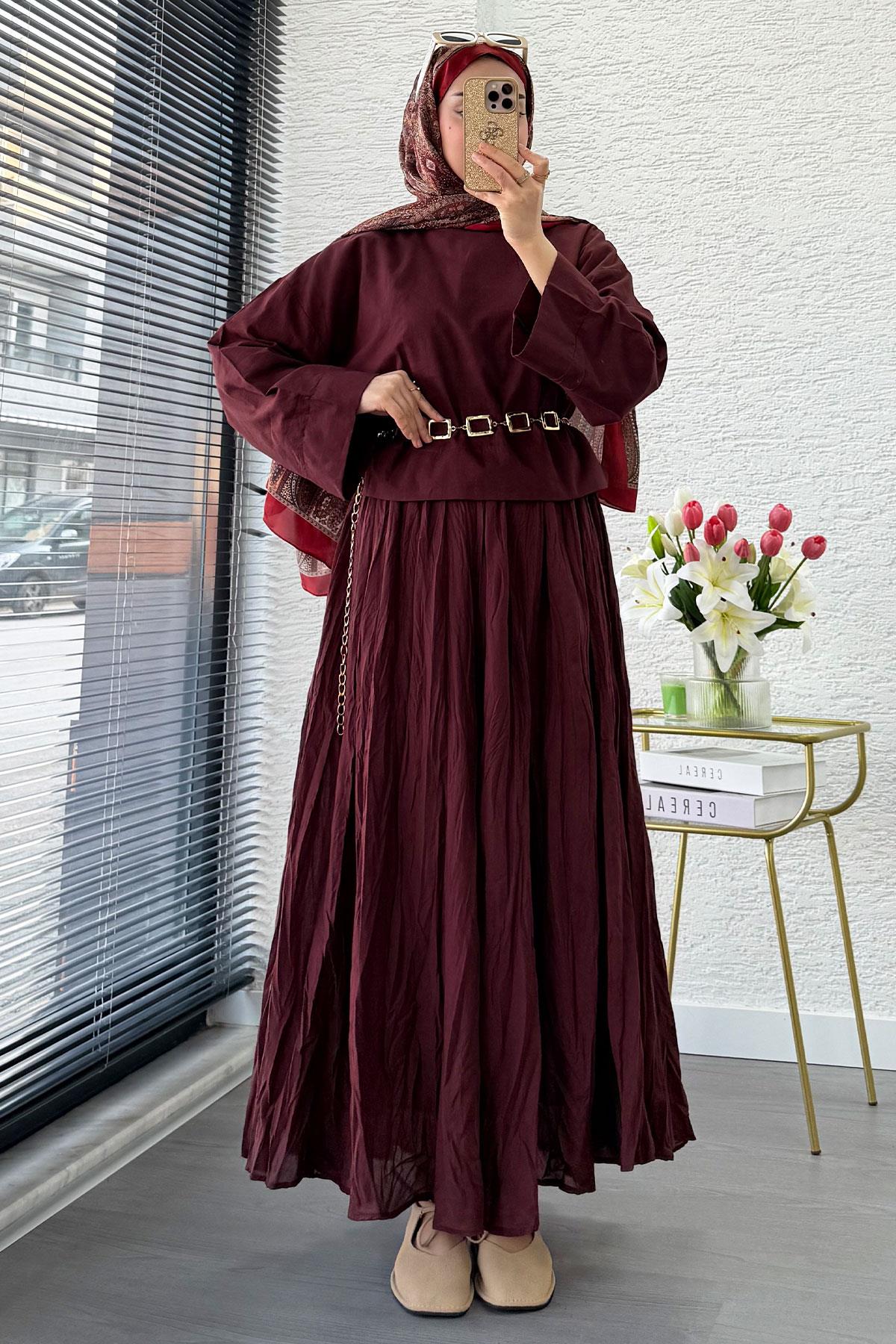 Premium Vual Crush Etekli İkili Takım – Bordo