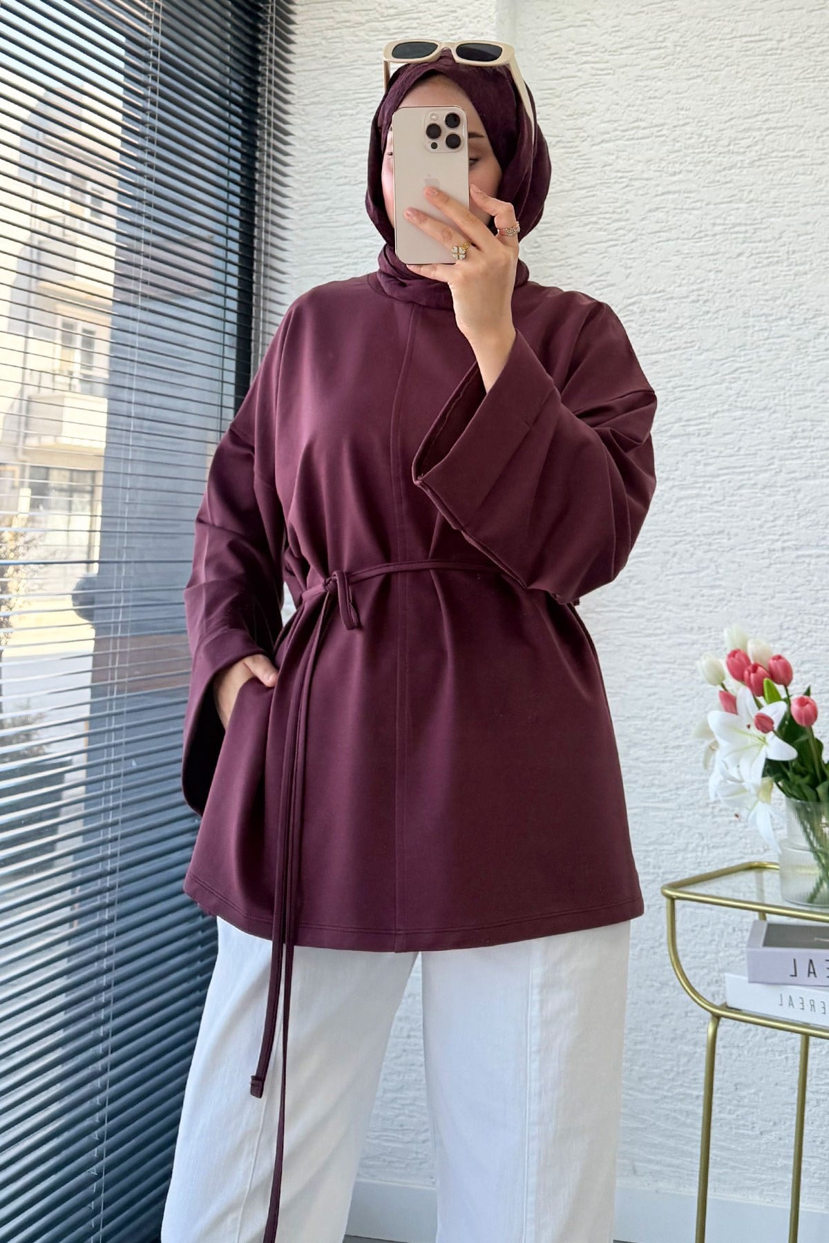 Premıum Yanları Yırtmaç Detaylı Basic Tunik - Mürdüm