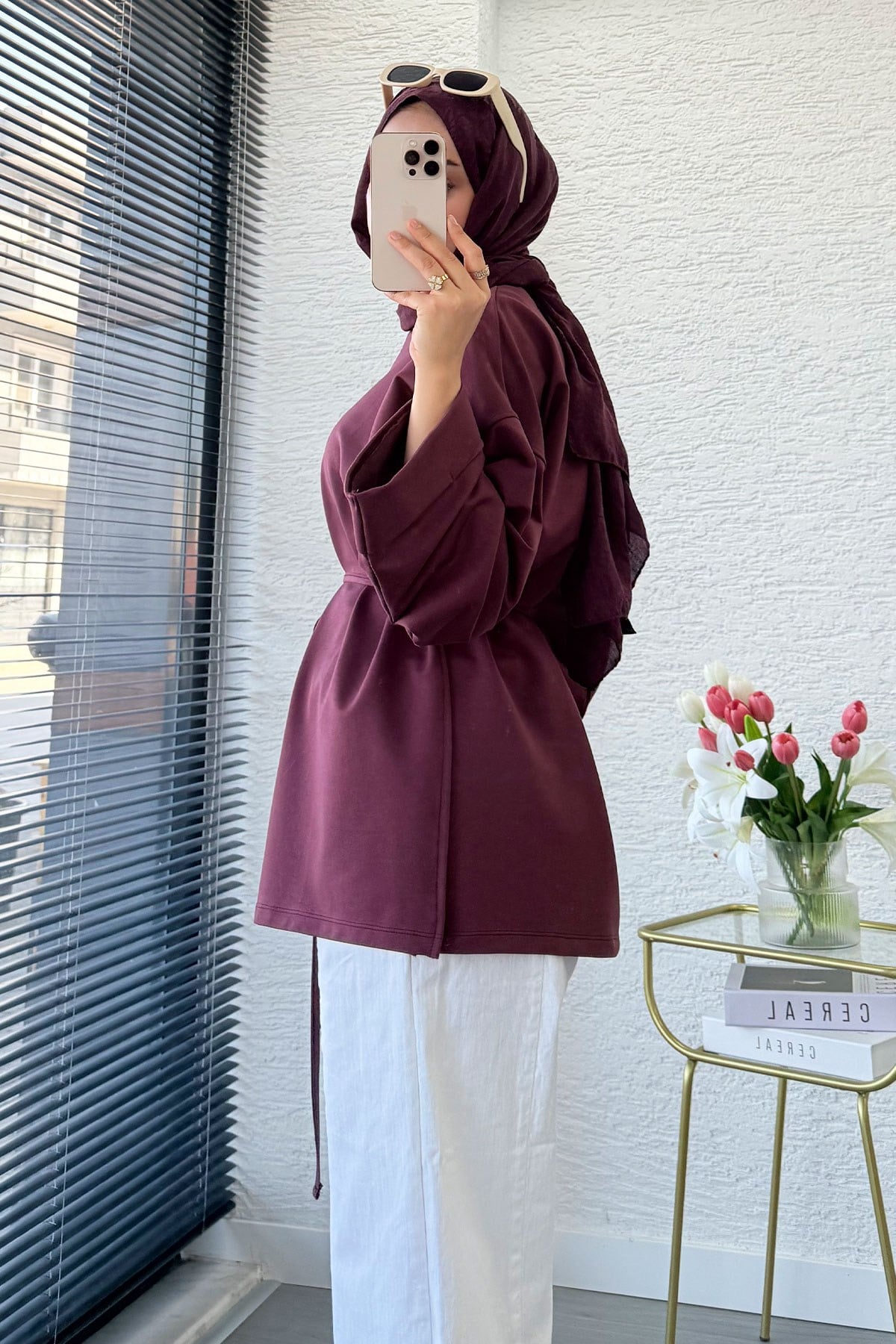 Premıum Yanları Yırtmaç Detaylı Basic Tunik - Mürdüm