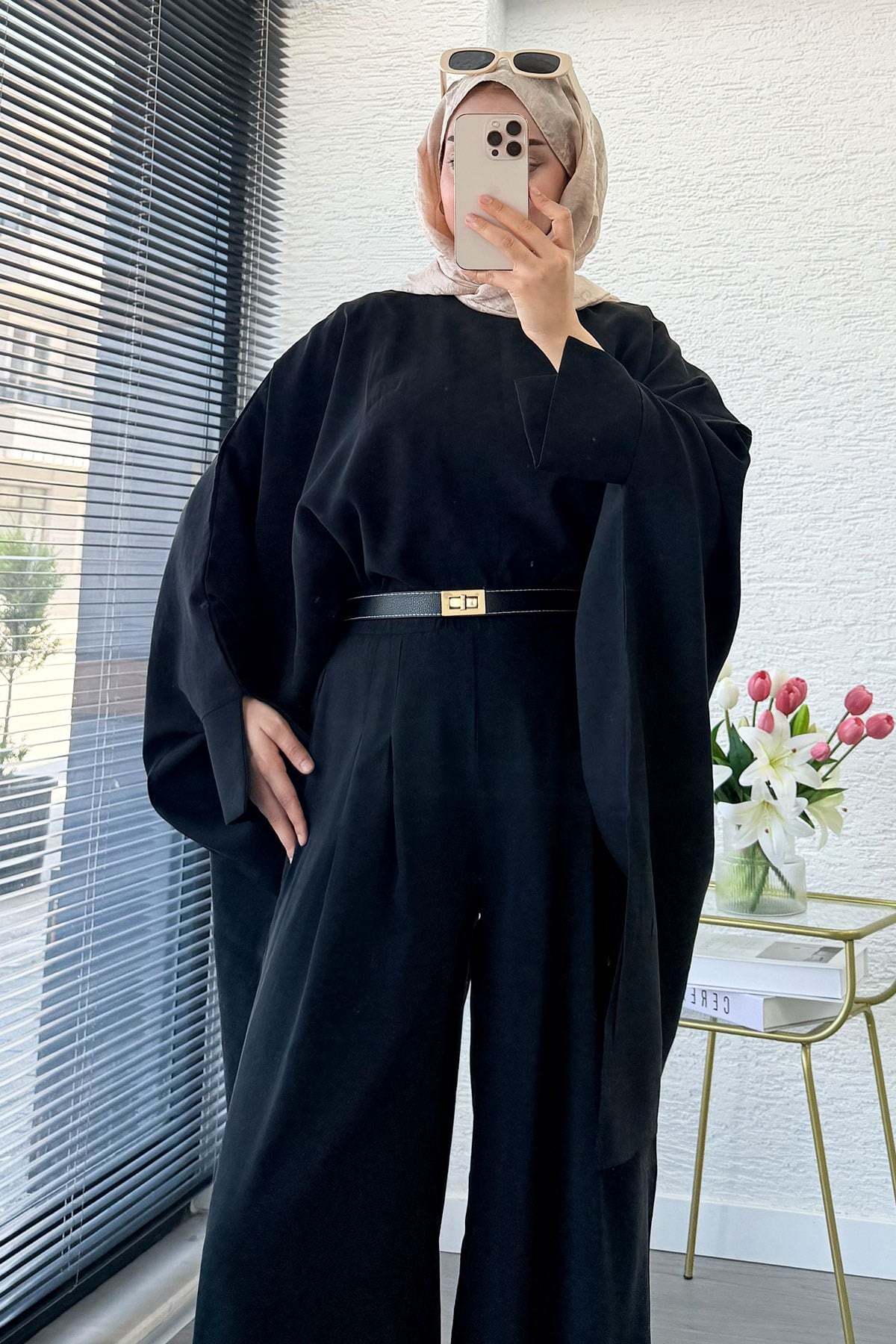 Premium Yarasa Kol Modal Pantolon Takım - Siyah