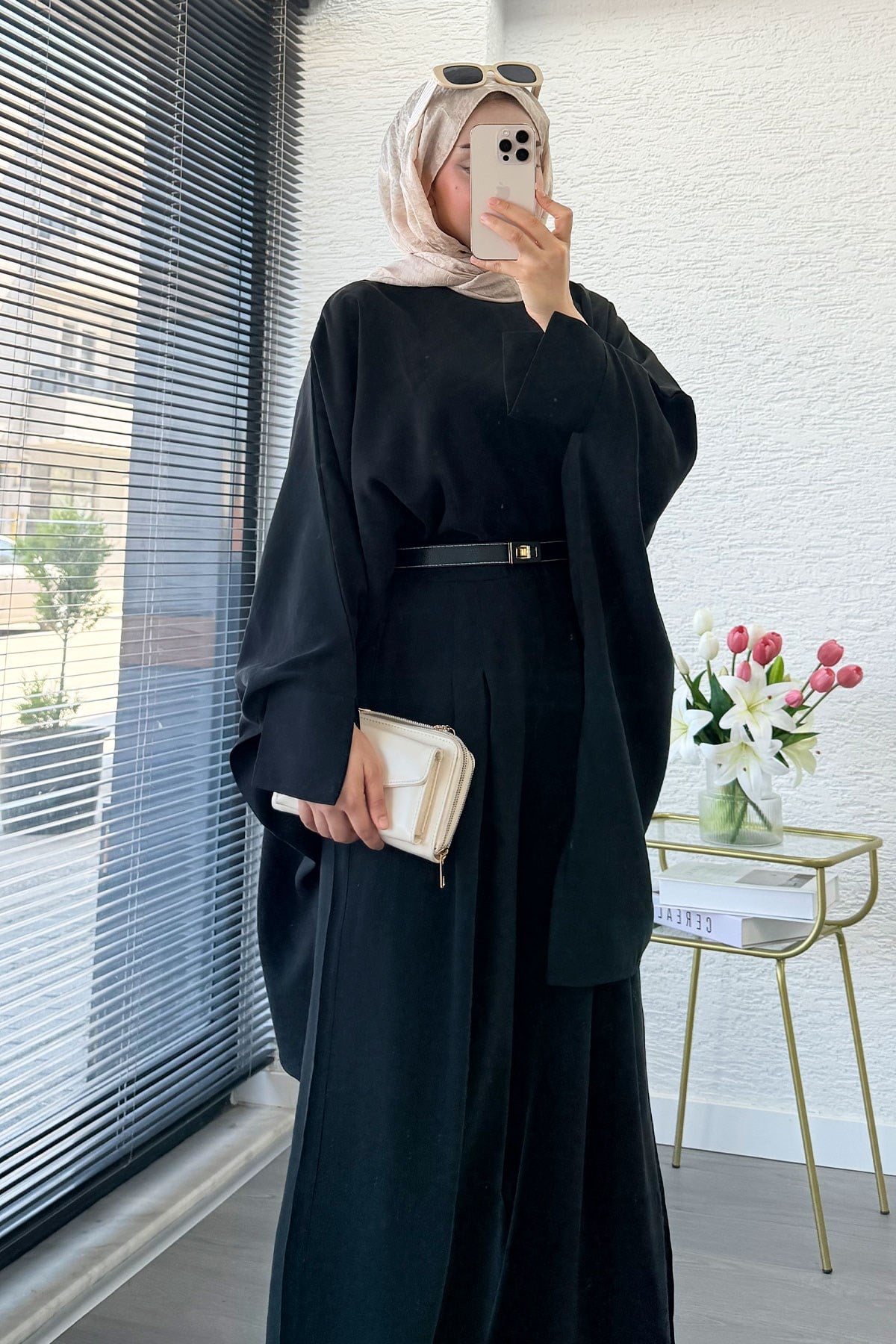 Premium Yarasa Kol Modal Pantolon Takım - Siyah