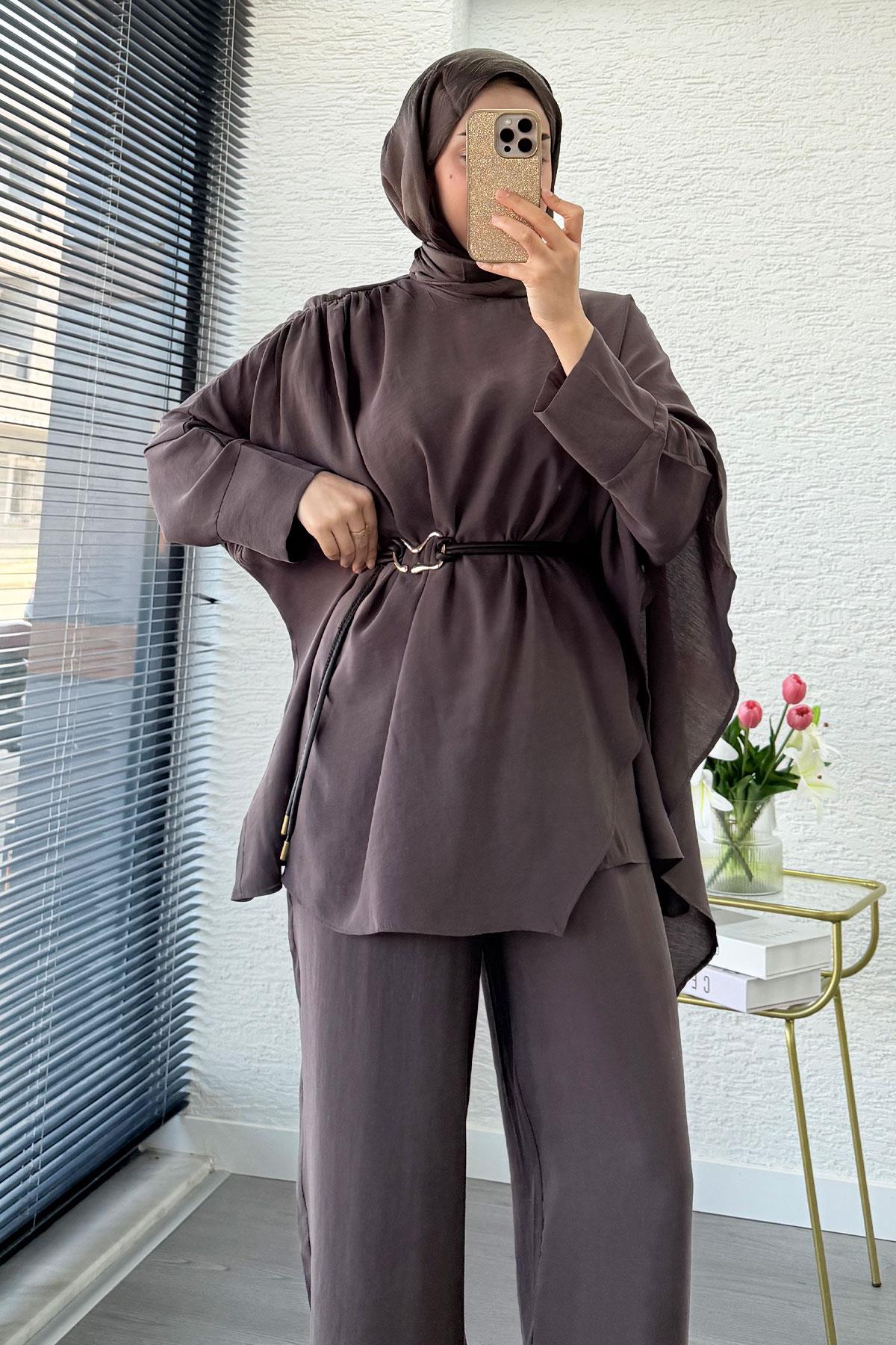 Premium Yarasa Kol Pelerinli İkili Takım – Cappicino
