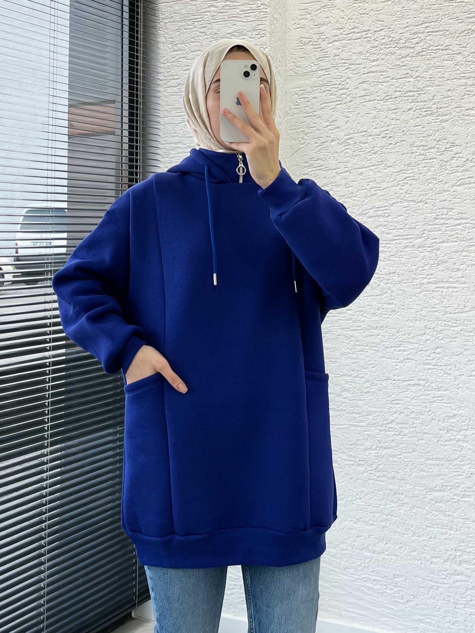 Saks Cepli Oversize Kadın Sweat