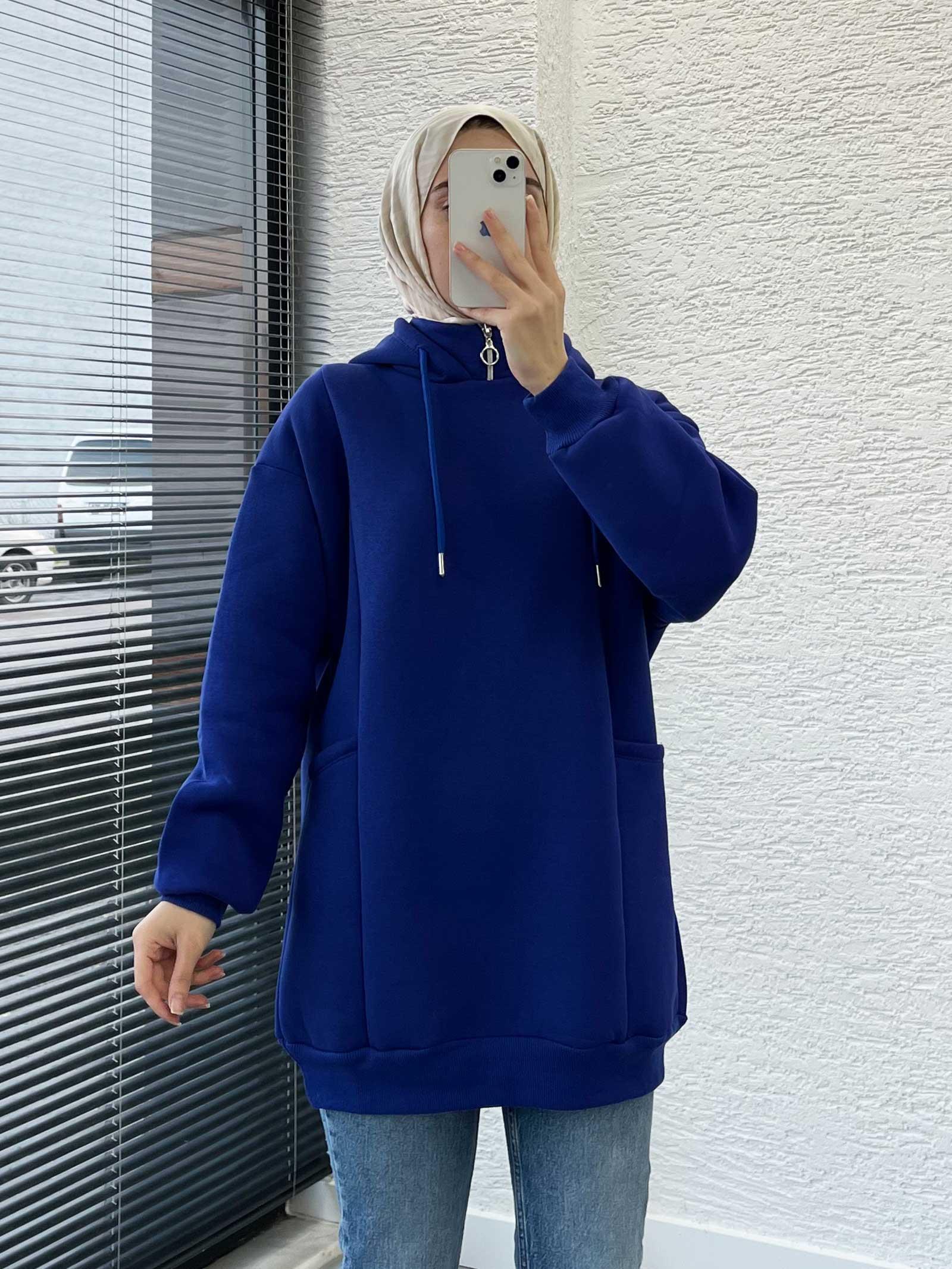 Saks Cepli Oversize Kadın Sweat
