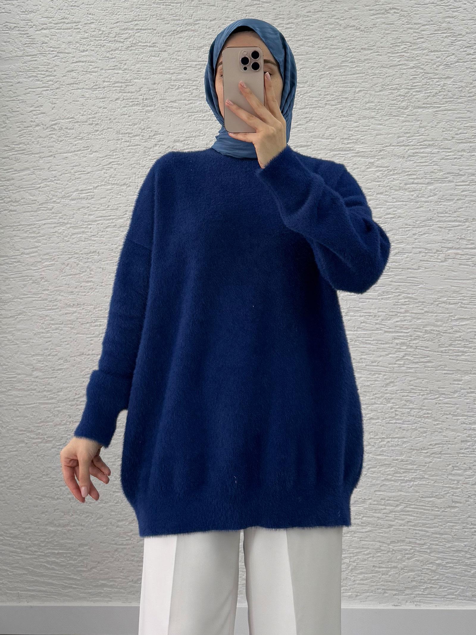 Saks Sakallı Oversize Kadın Kazak