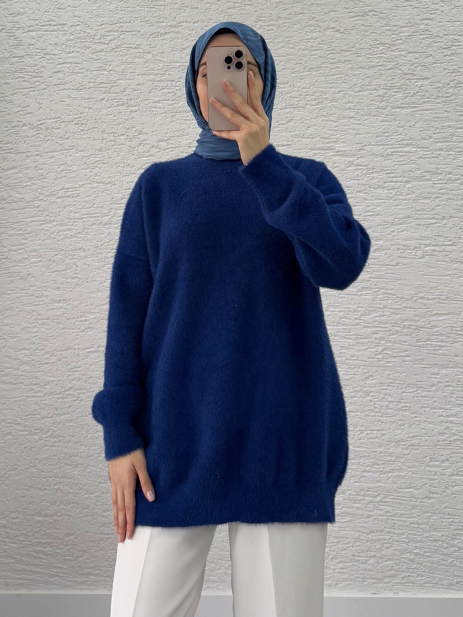 Saks Sakallı Oversize Kadın Kazak