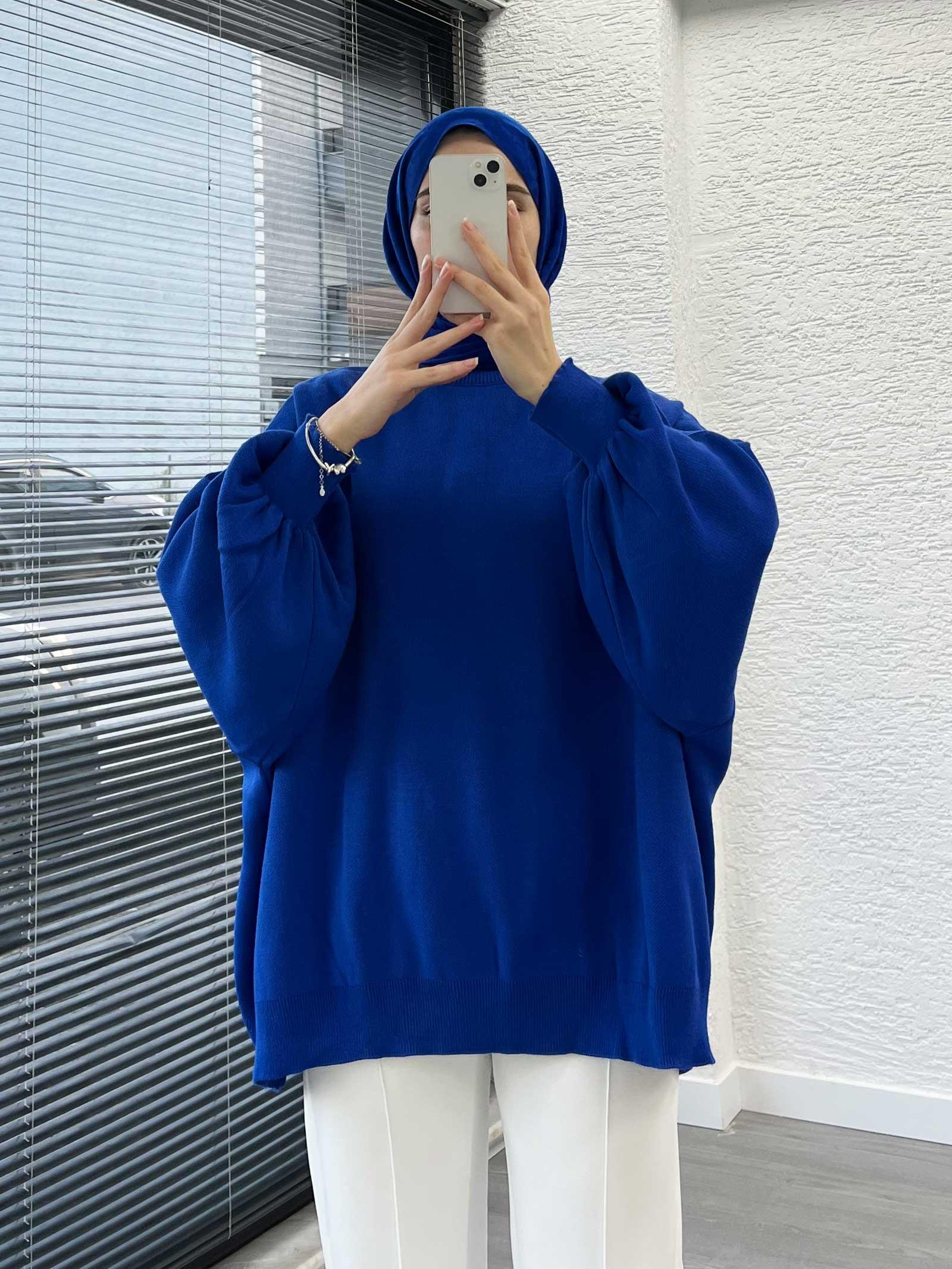 Saks Yarasa Kollu Oversize Kadın Kazak