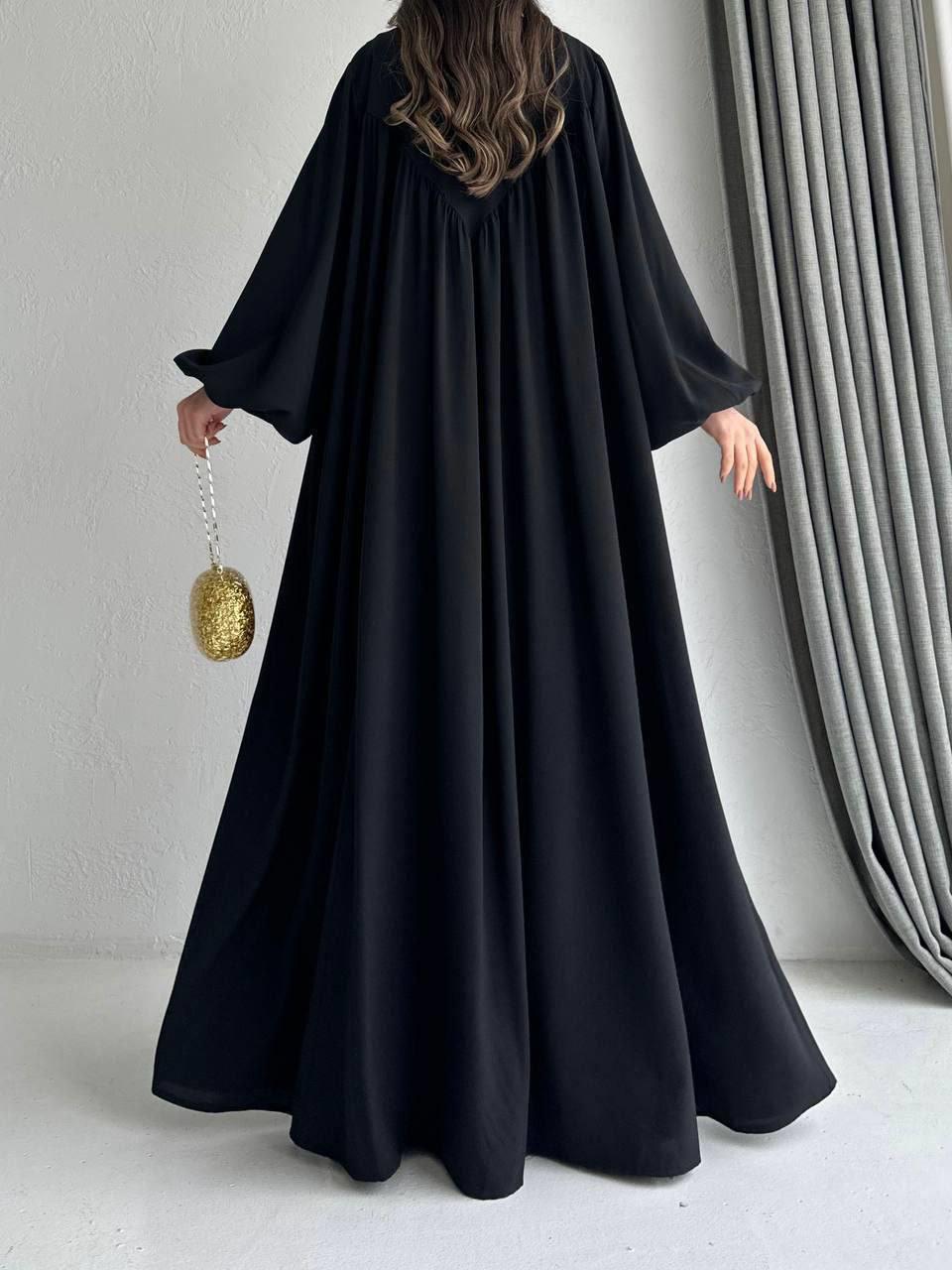 Siyah Alya Abaya Takım 
