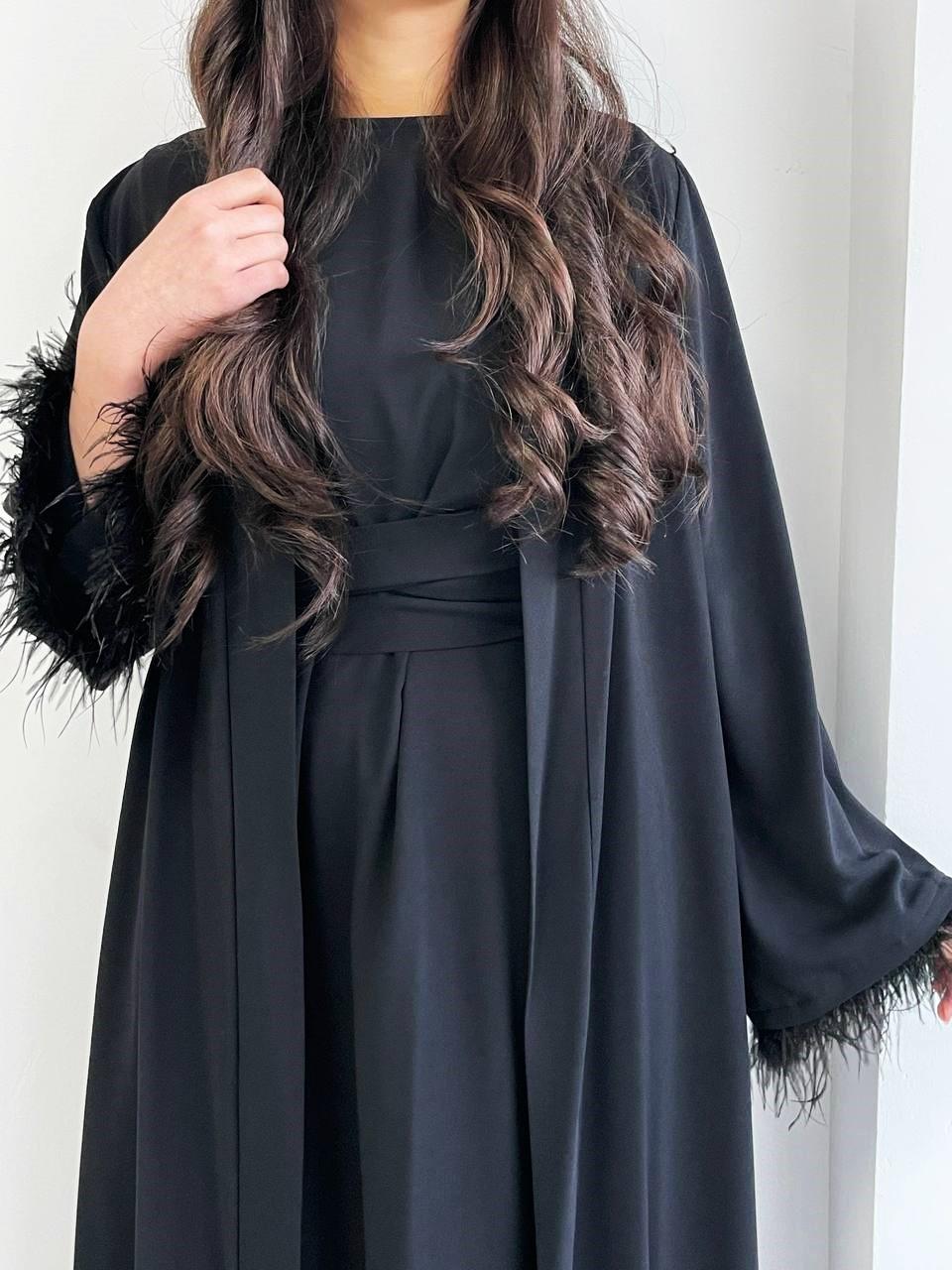 Siyah Ayla Abaya Takım
