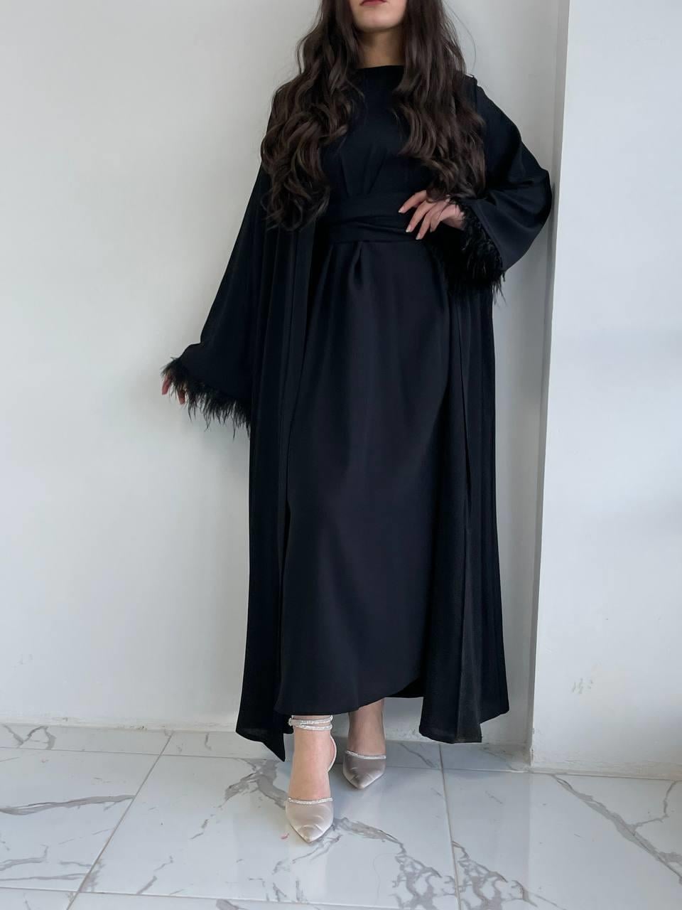 Siyah Ayla Abaya Takım
