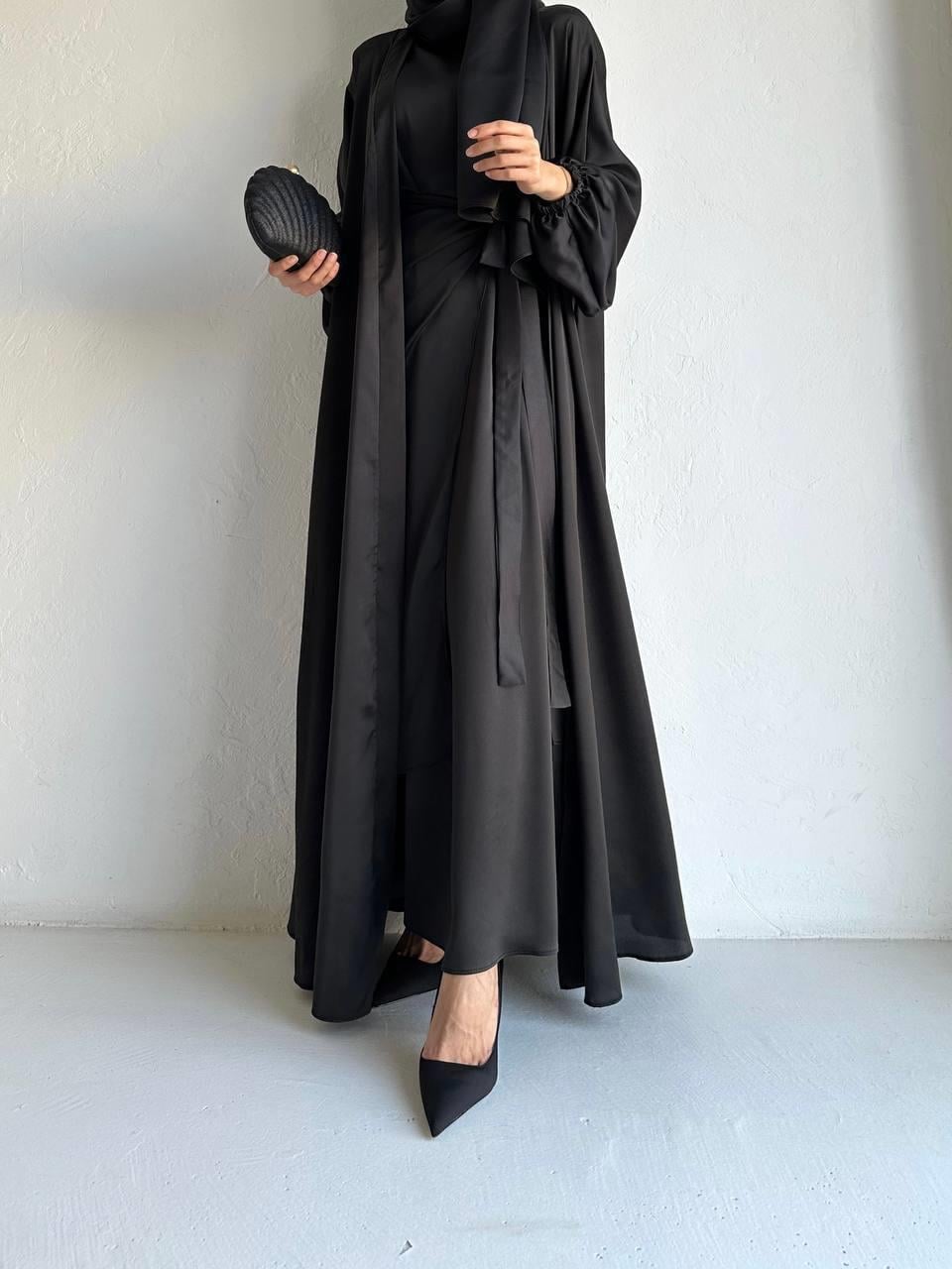 Siyah İnna Abaya Takım