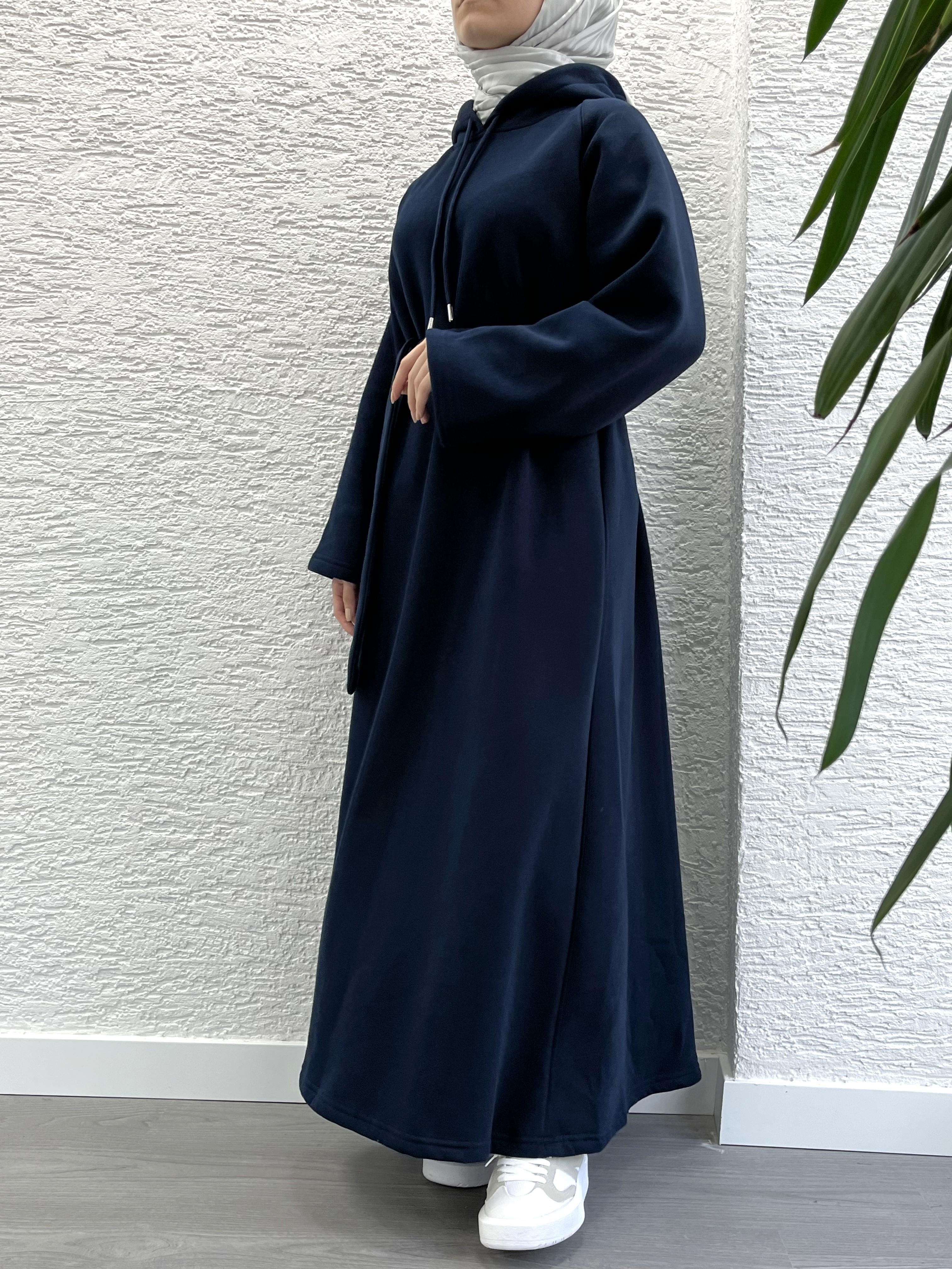 Siyah Kapşonlu Oversize Sweat Elbise