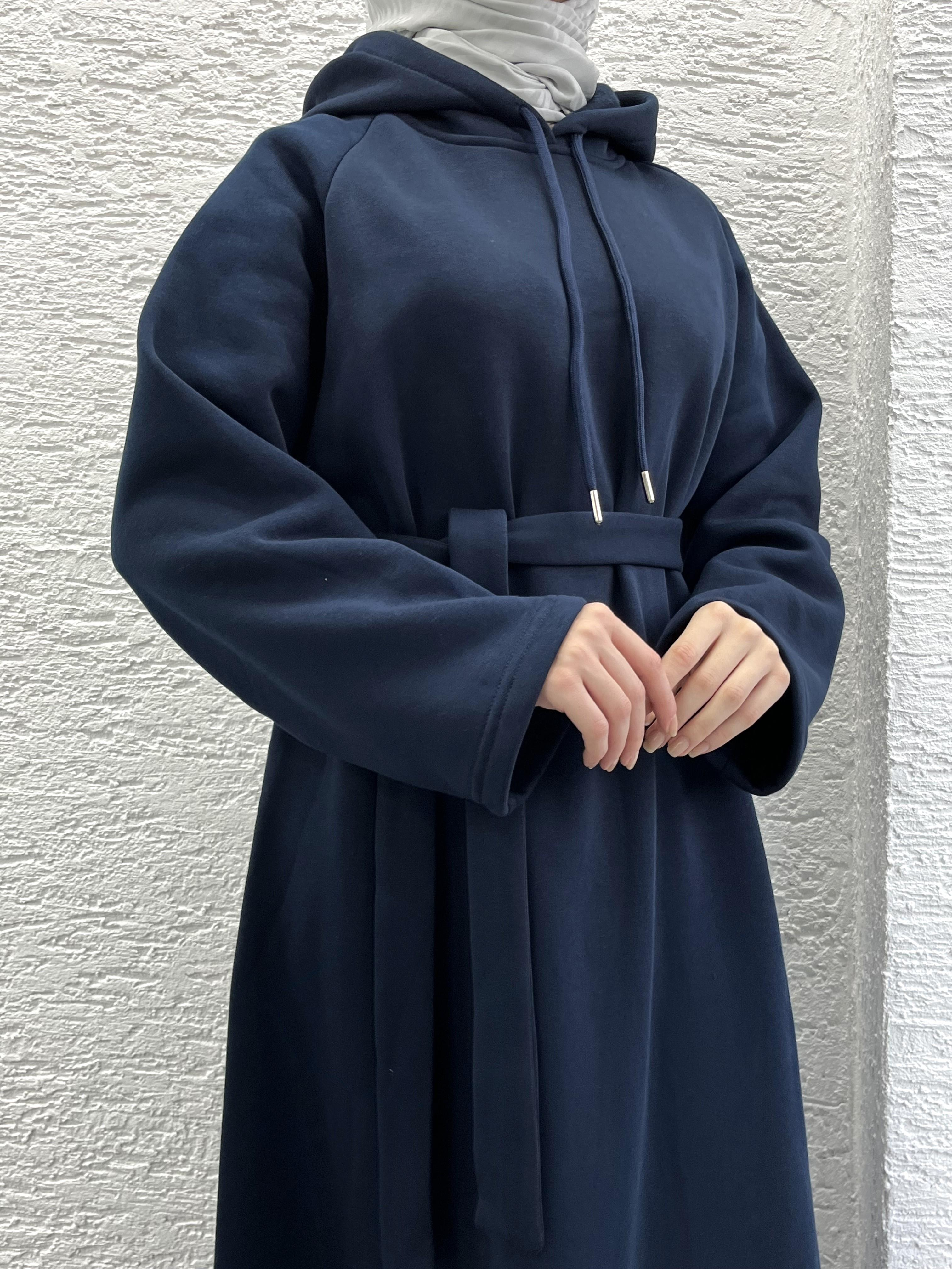 Siyah Kapşonlu Oversize Sweat Elbise