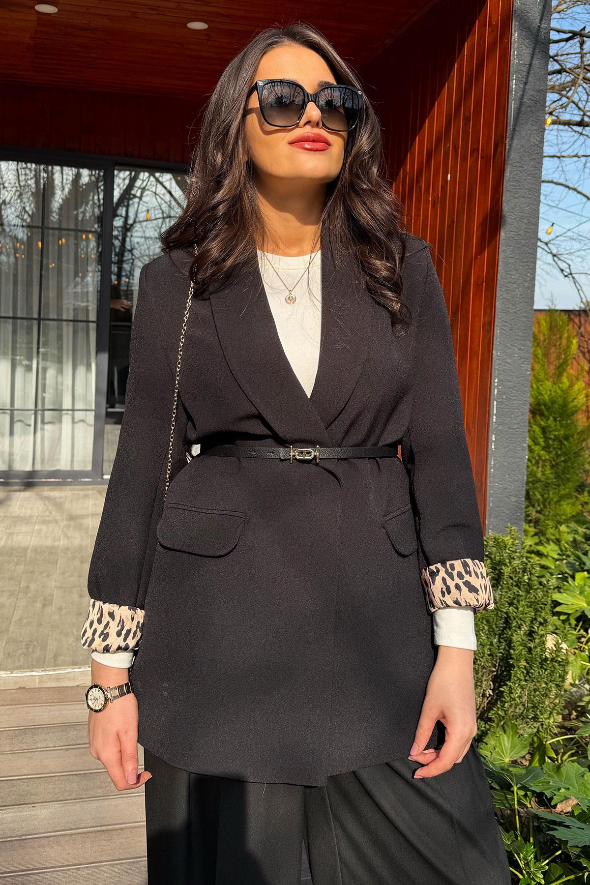 Siyah Kruvaze Yaka Blazer Kadın Ceket
