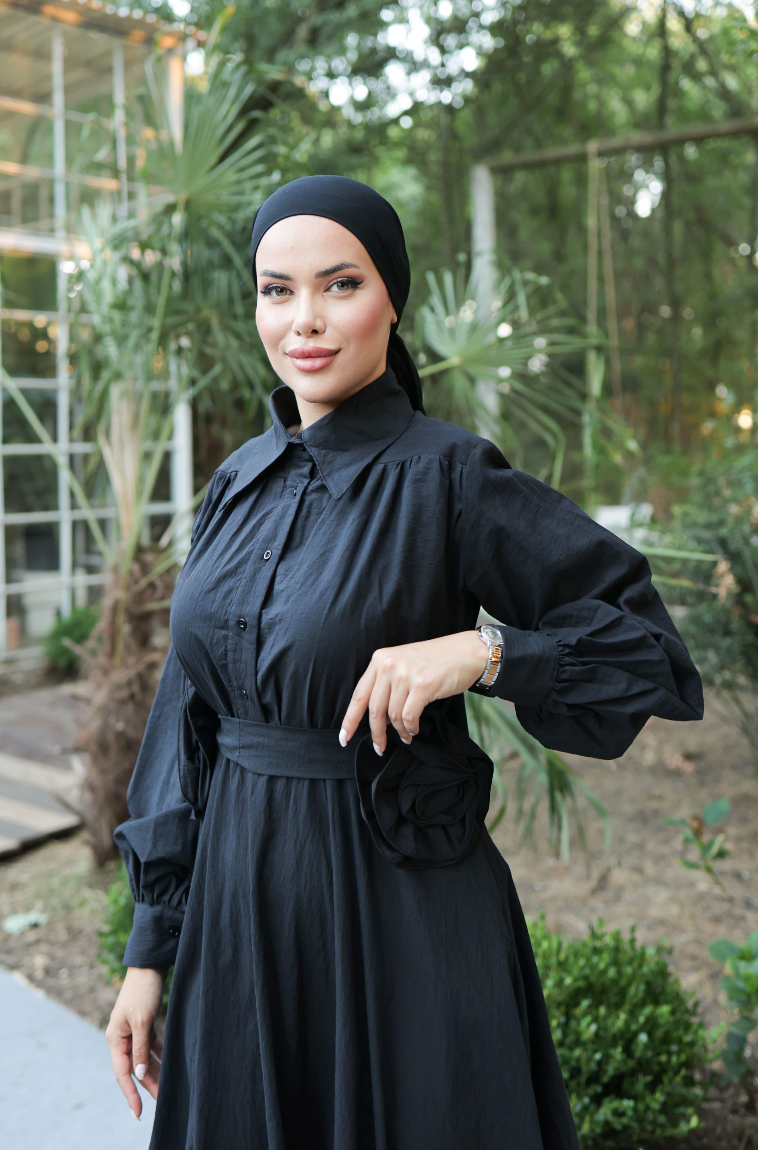 Siyah Lilyum Elbise 