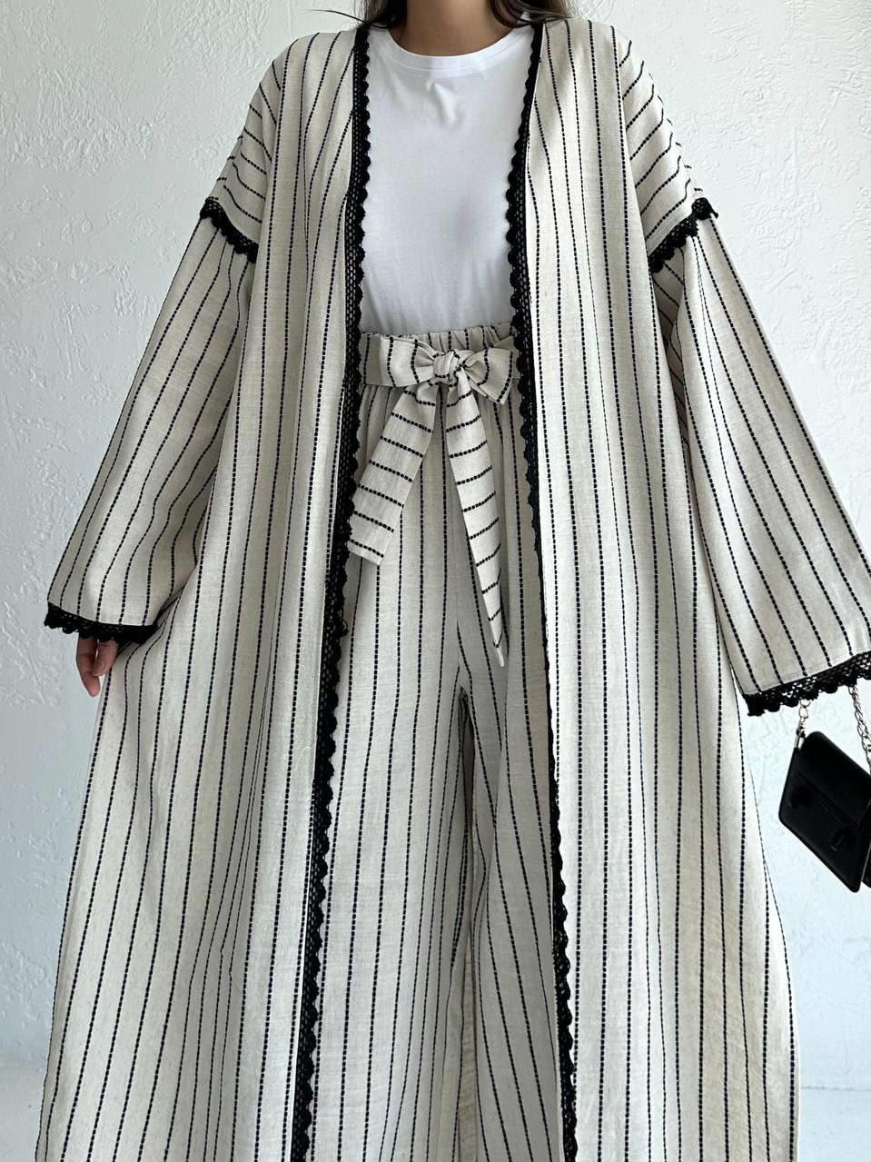 Siyah Linen Keten Takım