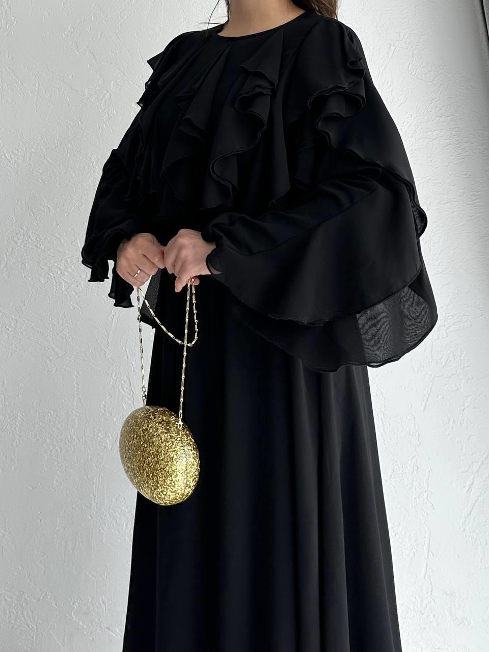 Siyah Rana Şifon Elbise