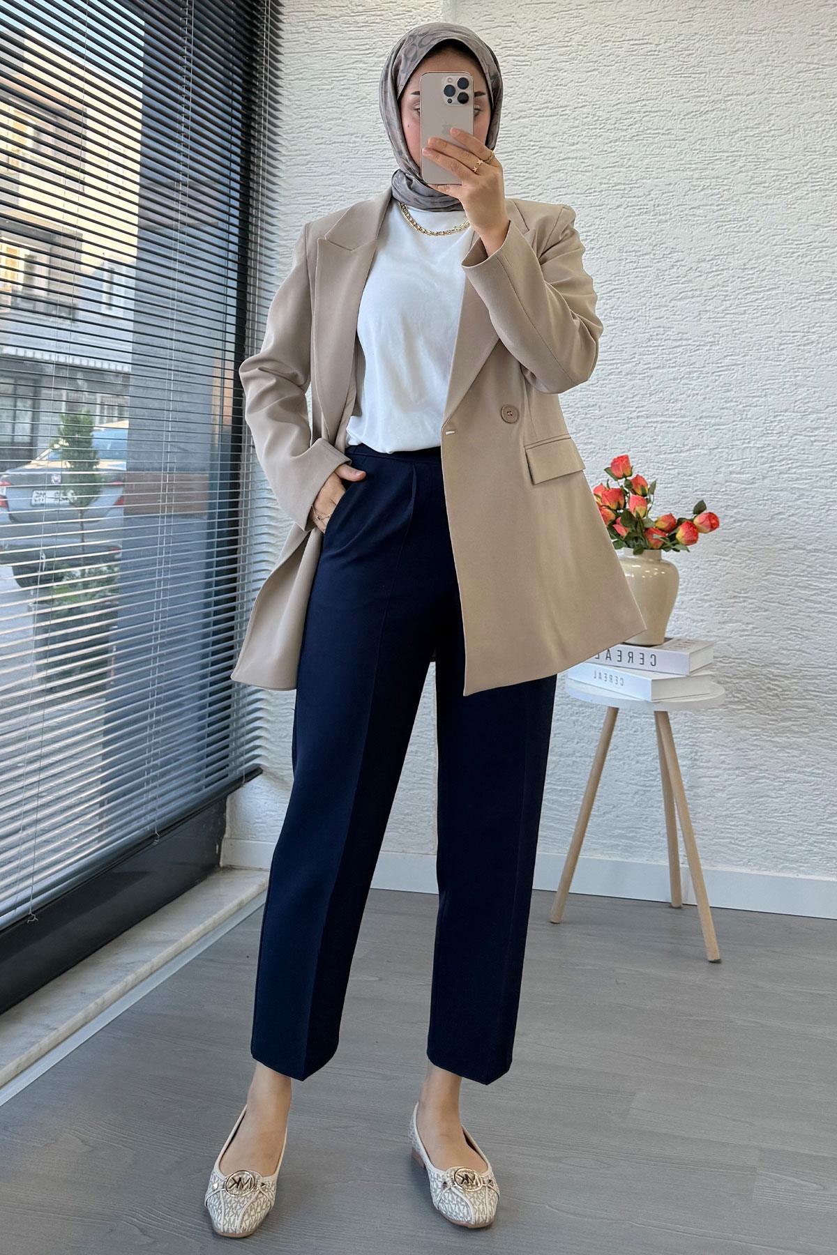 Slim Fit Kadın Blazer Ceket – Bej