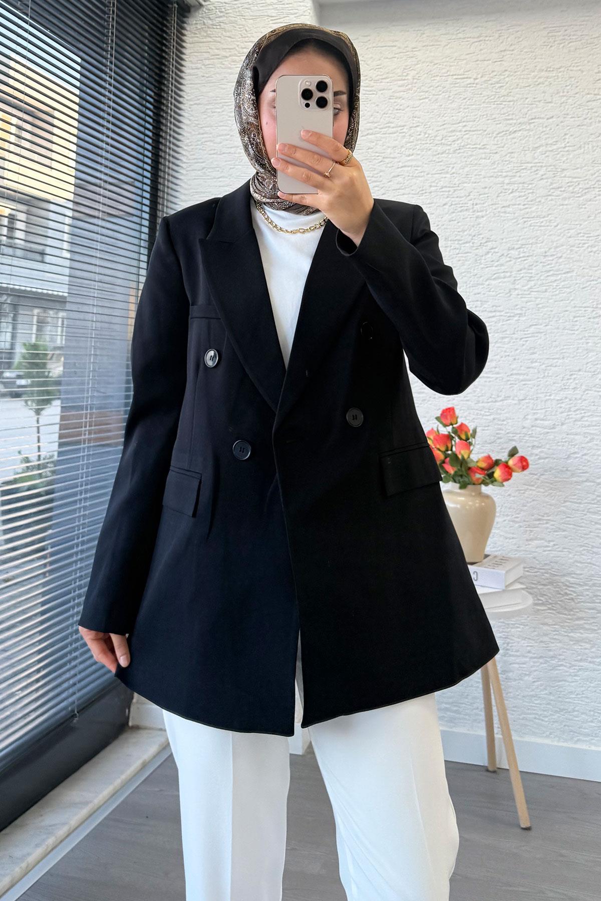 Slim Fit Kadın Blazer Ceket – Siyah