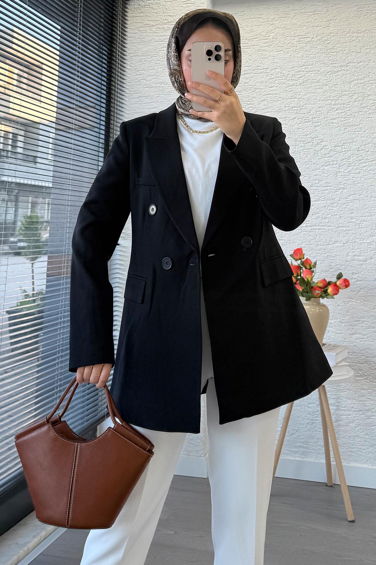 Slim Fit Kadın Blazer Ceket – Siyah