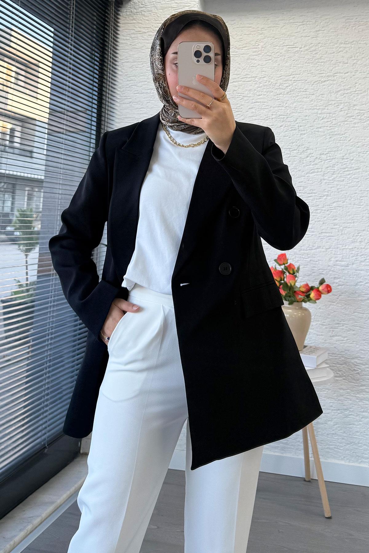 Slim Fit Kadın Blazer Ceket – Siyah