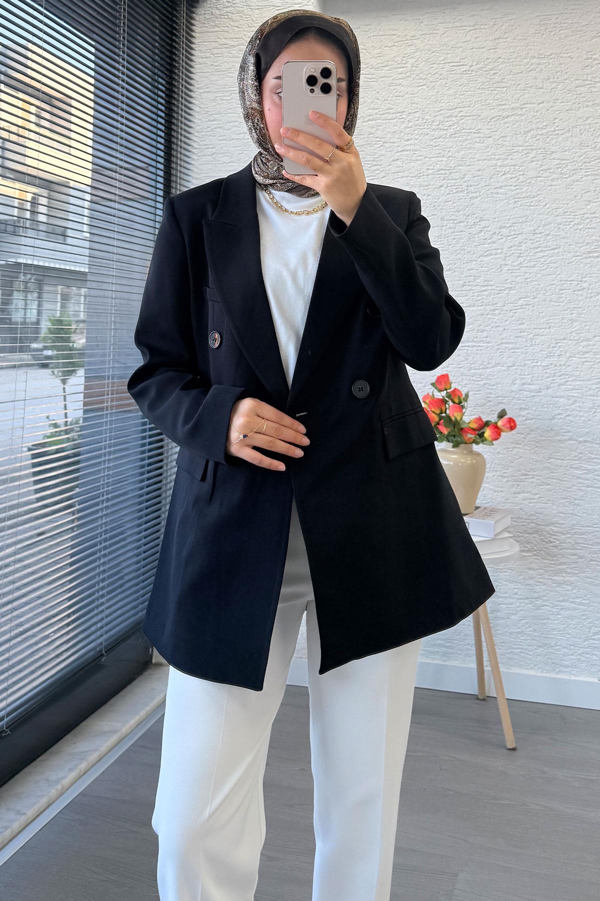 Slim Fit Kadın Blazer Ceket – Siyah