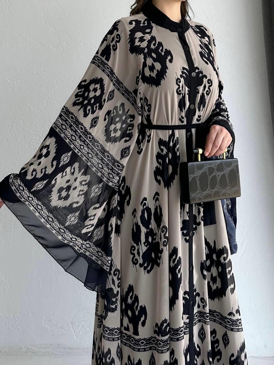 Taş Etnik Desen Liya Abaya Takım 