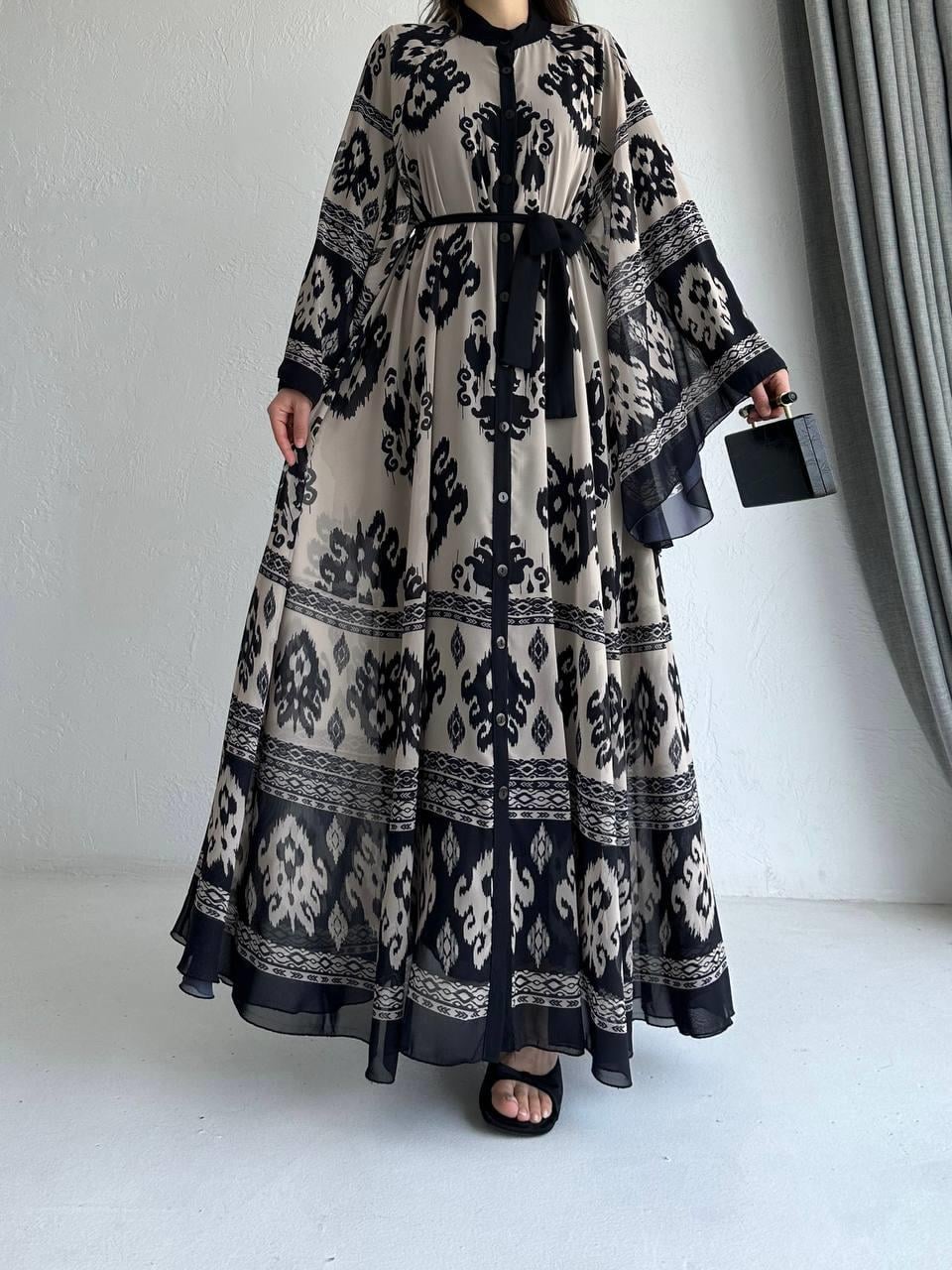 Taş Etnik Desen Liya Abaya Takım 
