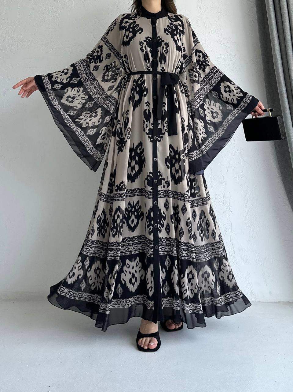 Taş Etnik Desen Liya Abaya Takım 
