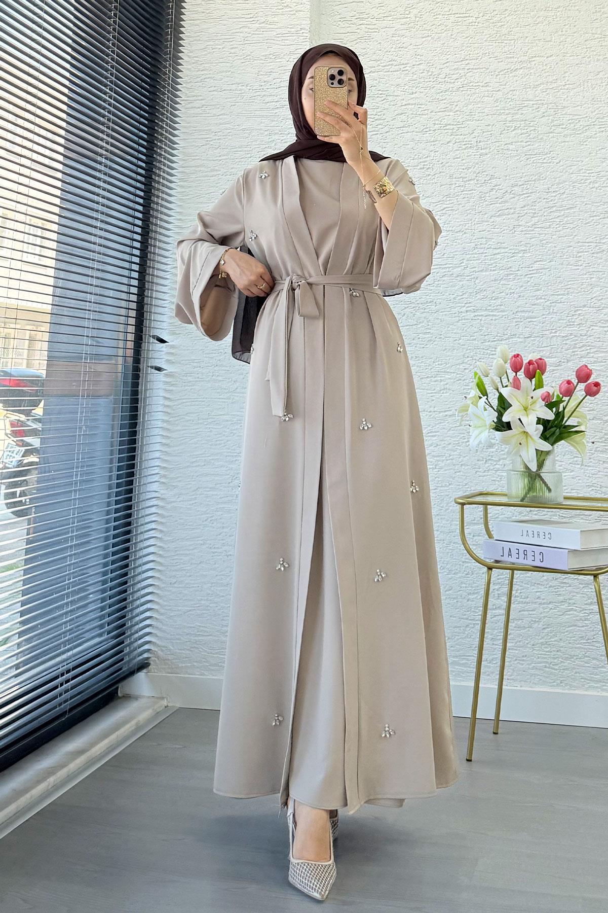 Taş İşlemeli İkili Abaya Takım - Taş