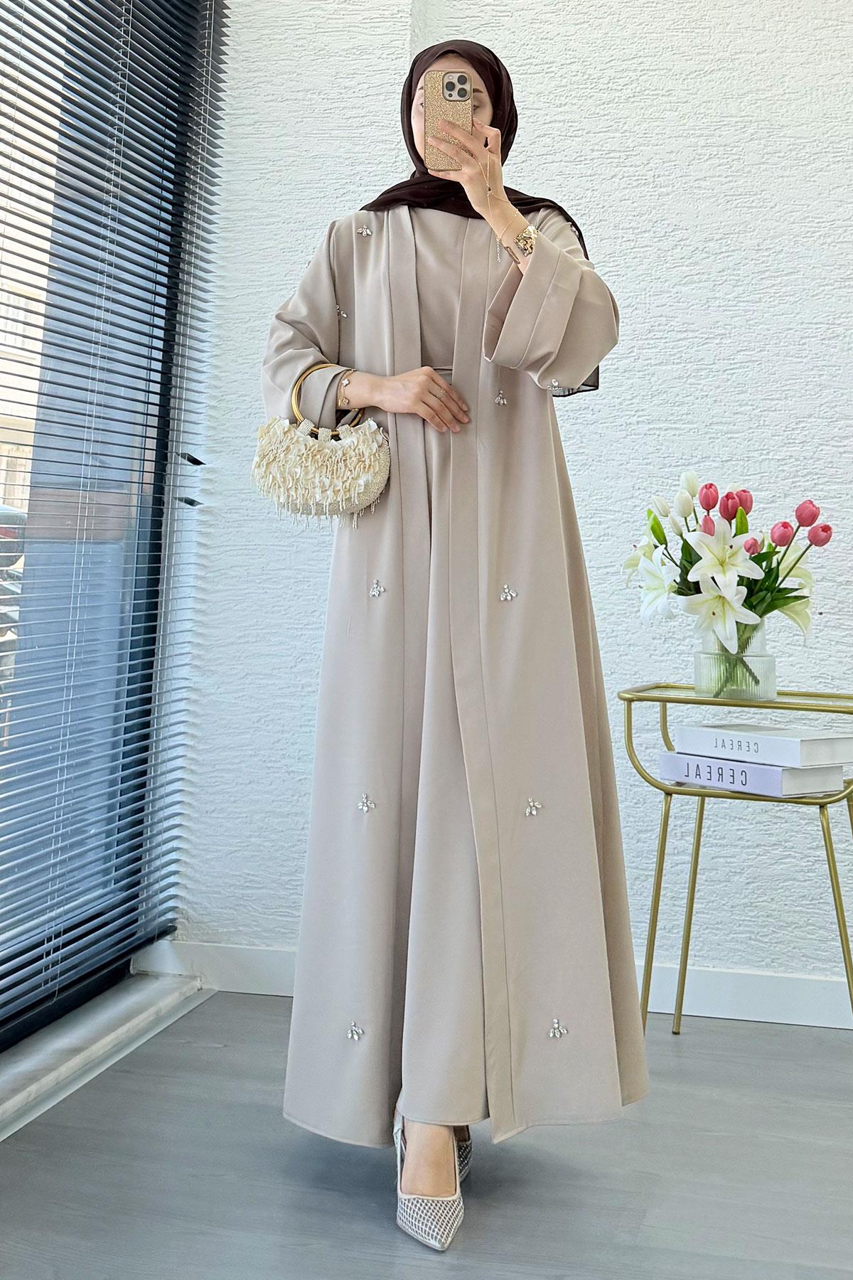 Taş İşlemeli İkili Abaya Takım - Taş