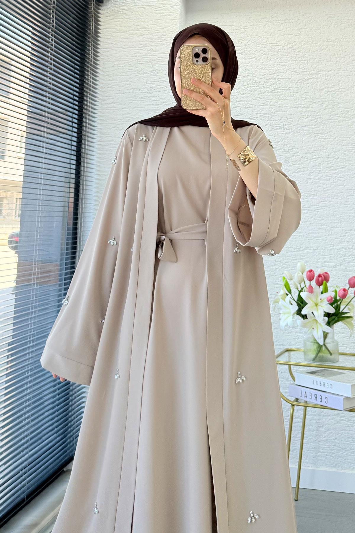 Taş İşlemeli İkili Abaya Takım - Taş