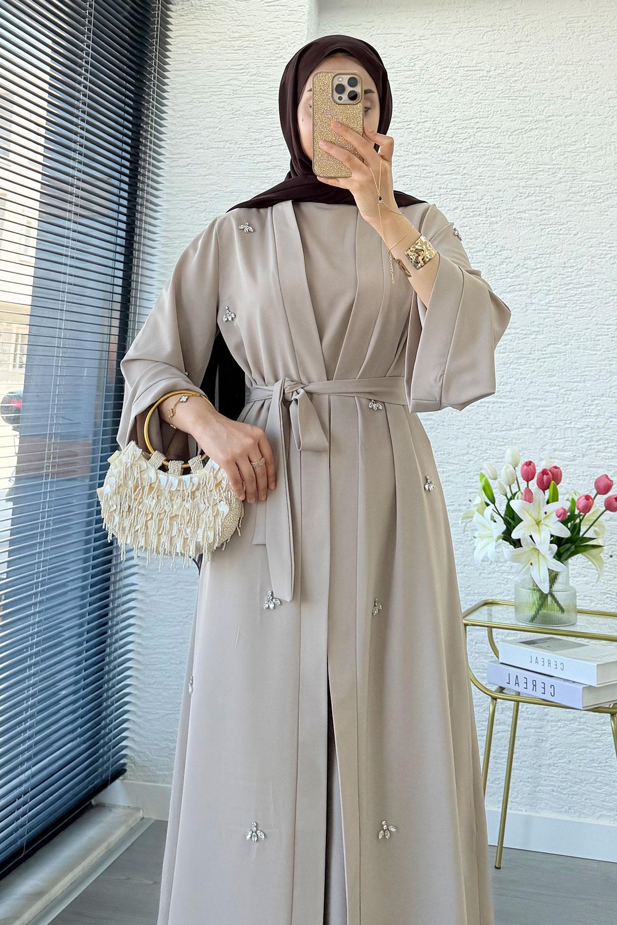 Taş İşlemeli İkili Abaya Takım - Taş