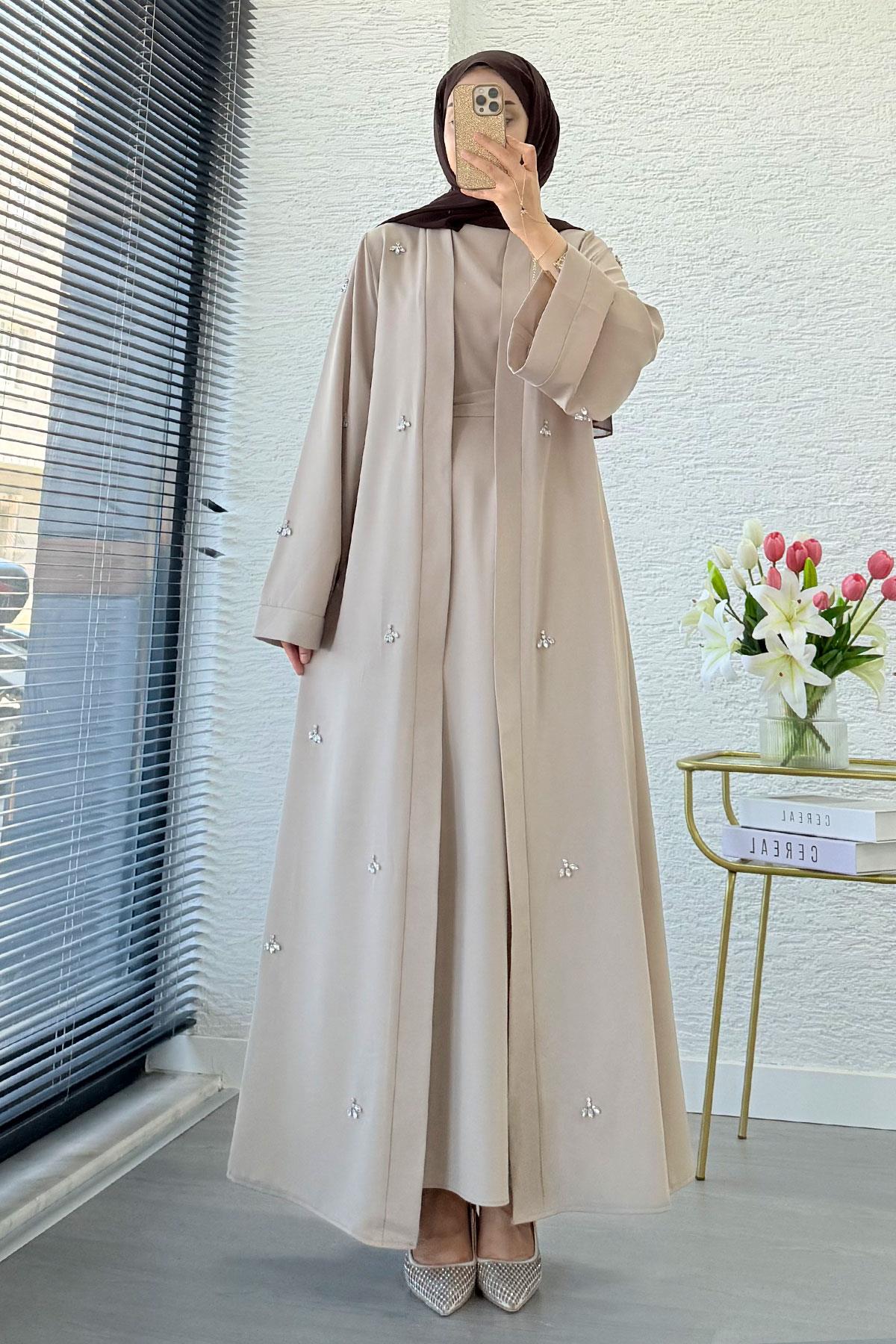 Taş İşlemeli İkili Abaya Takım - Taş
