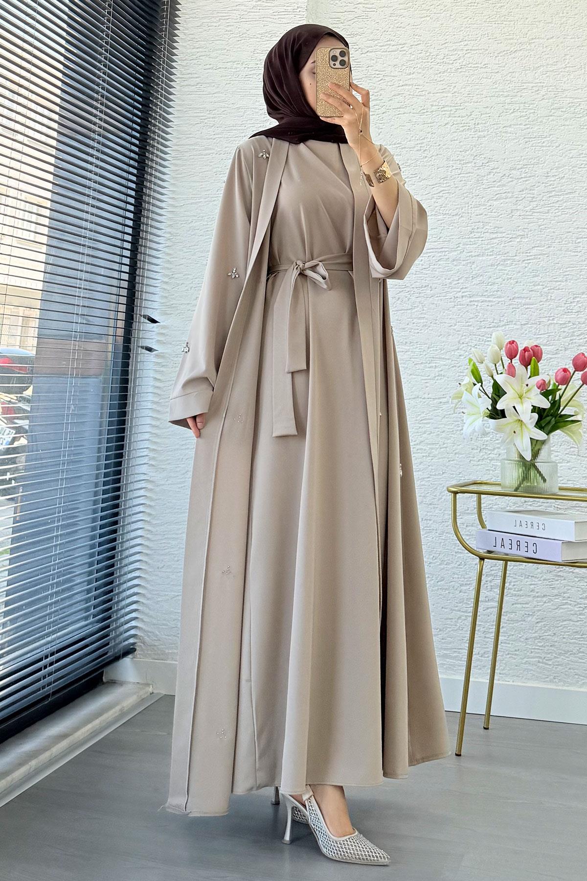Taş İşlemeli İkili Abaya Takım - Taş