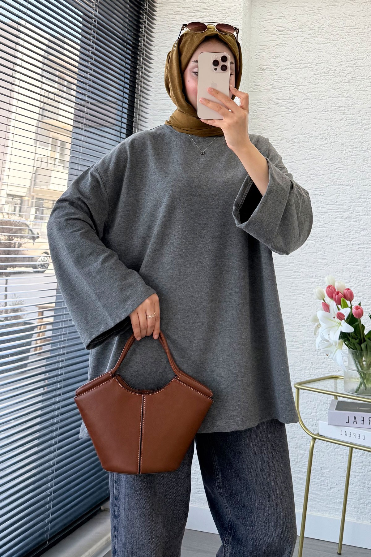 Volan Kol Basic Oversize Tunik – Antrasit
