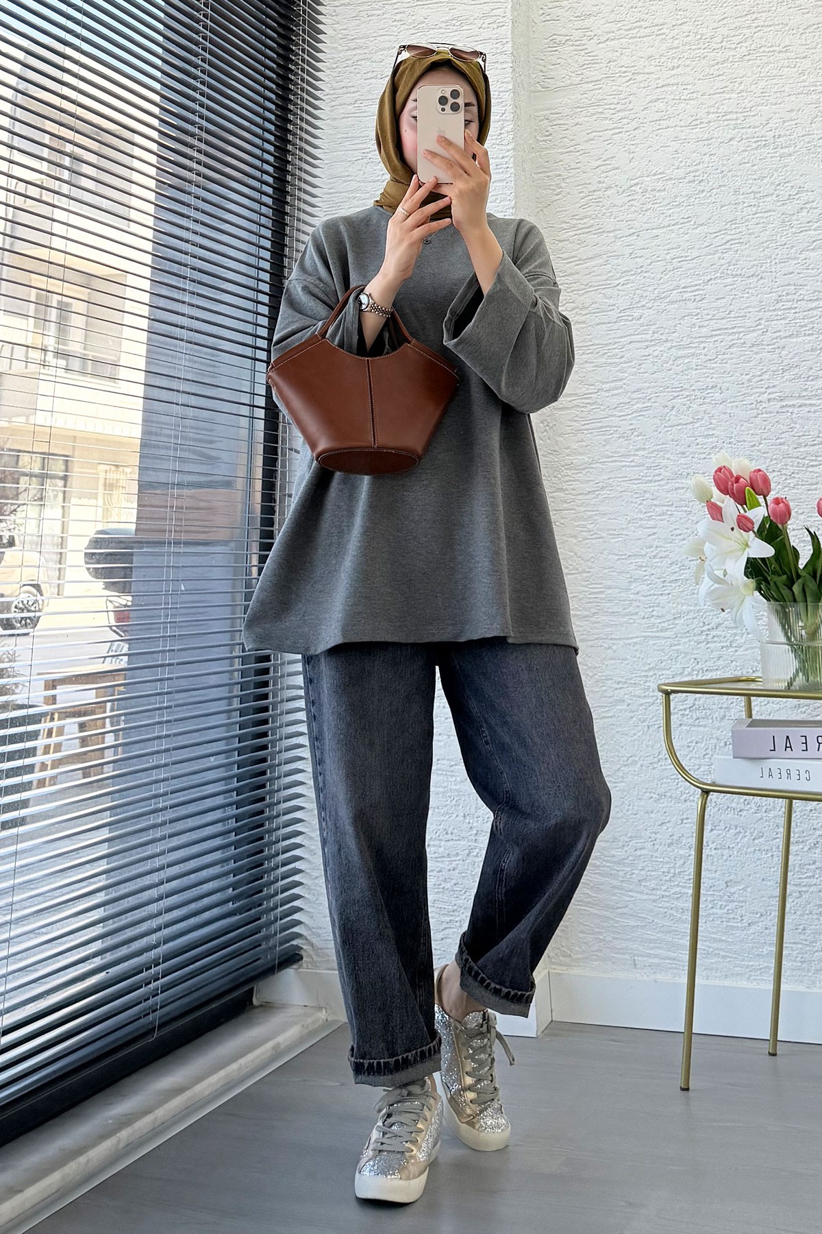 Volan Kol Basic Oversize Tunik – Antrasit