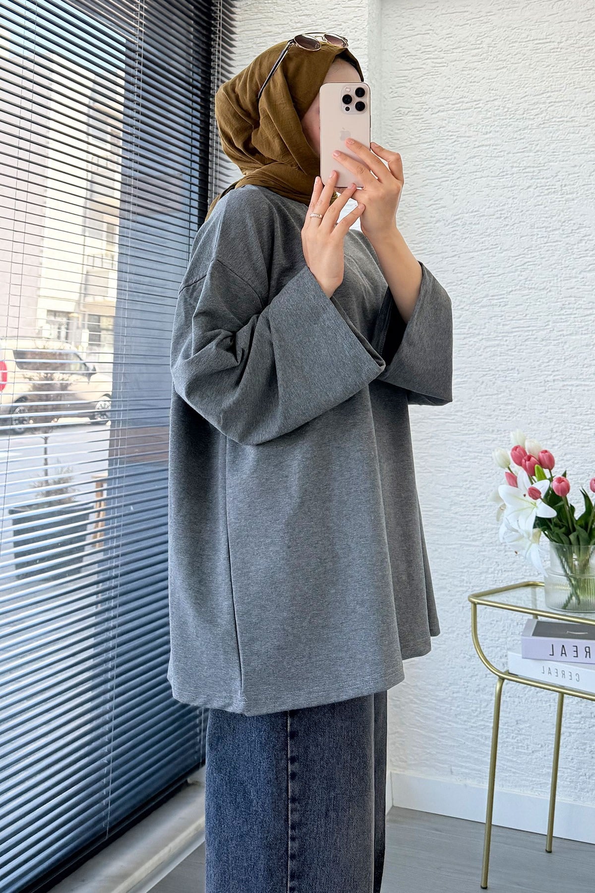 Volan Kol Basic Oversize Tunik – Antrasit