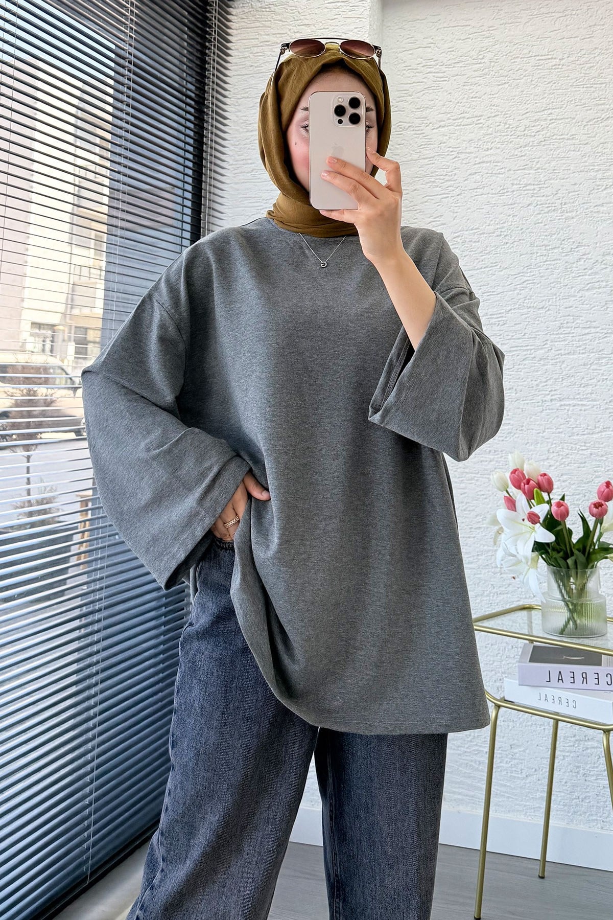Volan Kol Basic Oversize Tunik – Antrasit