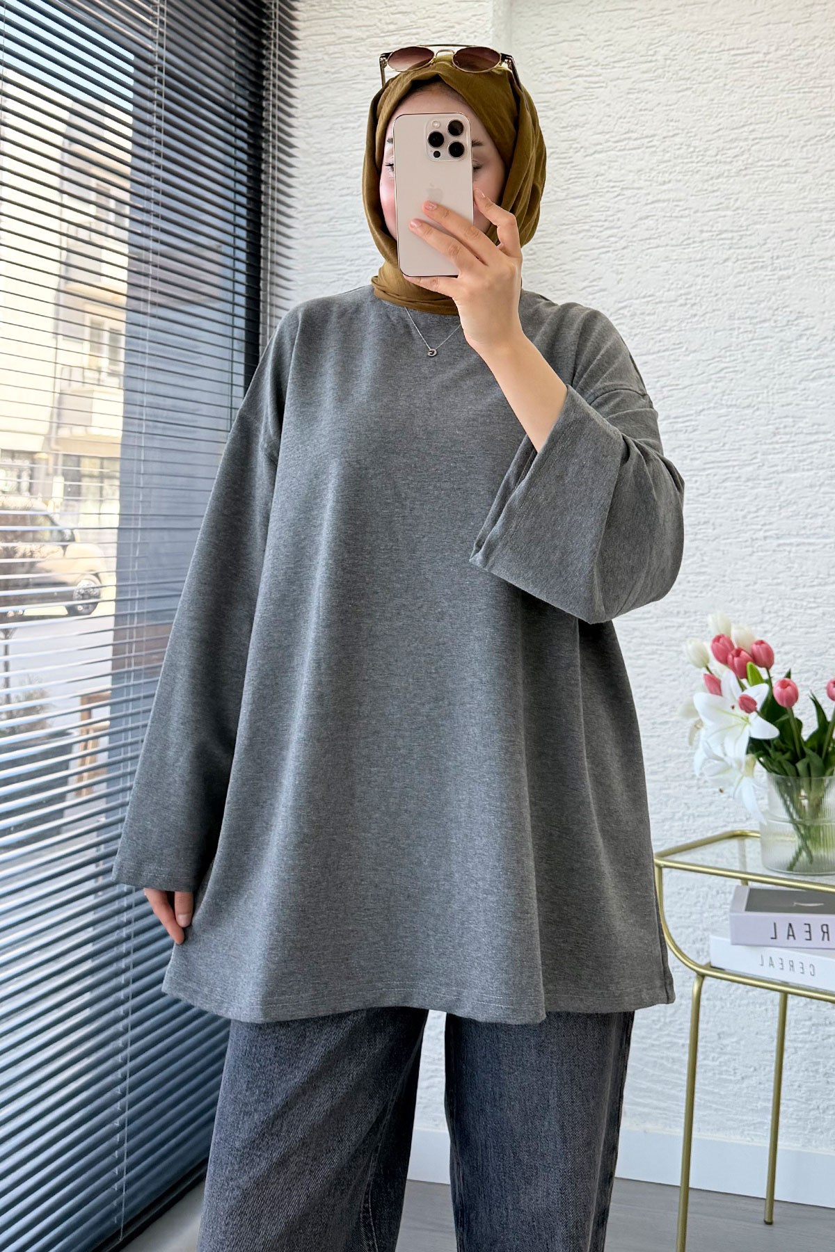 Volan Kol Basic Oversize Tunik – Antrasit