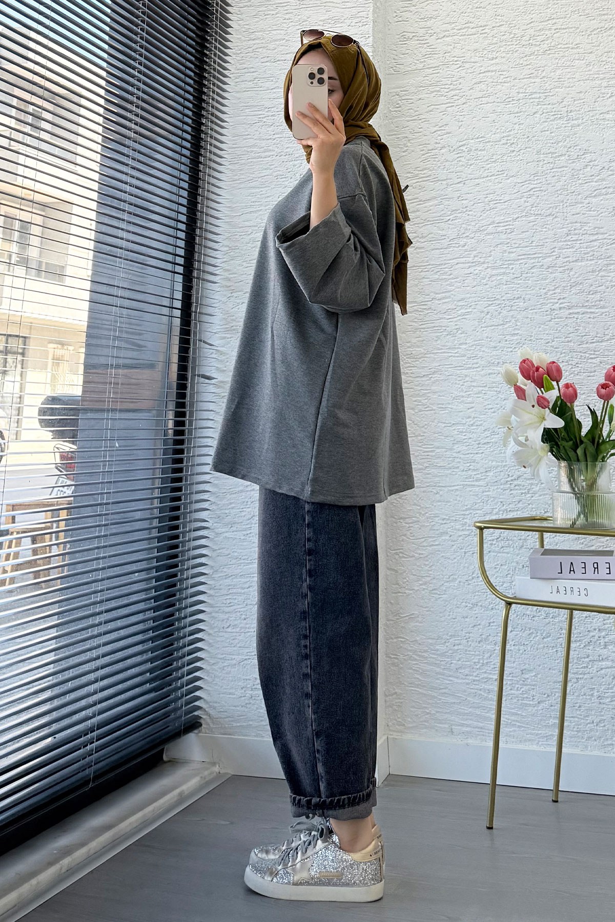 Volan Kol Basic Oversize Tunik – Antrasit