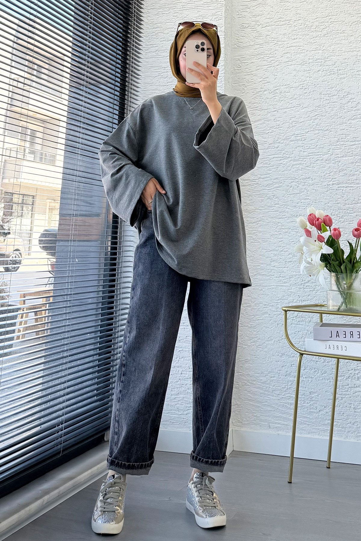 Volan Kol Basic Oversize Tunik – Antrasit