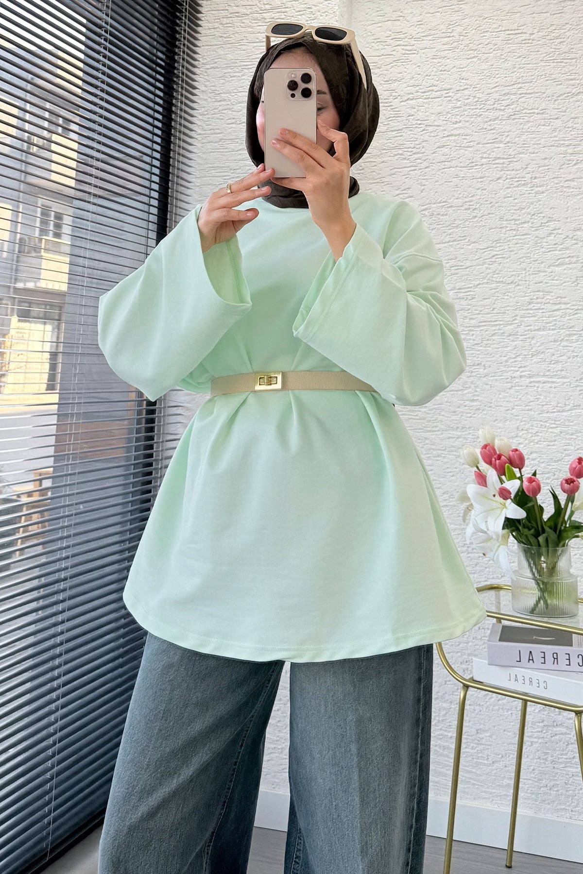 Volan Kol Basic Oversize Tunik – Mint