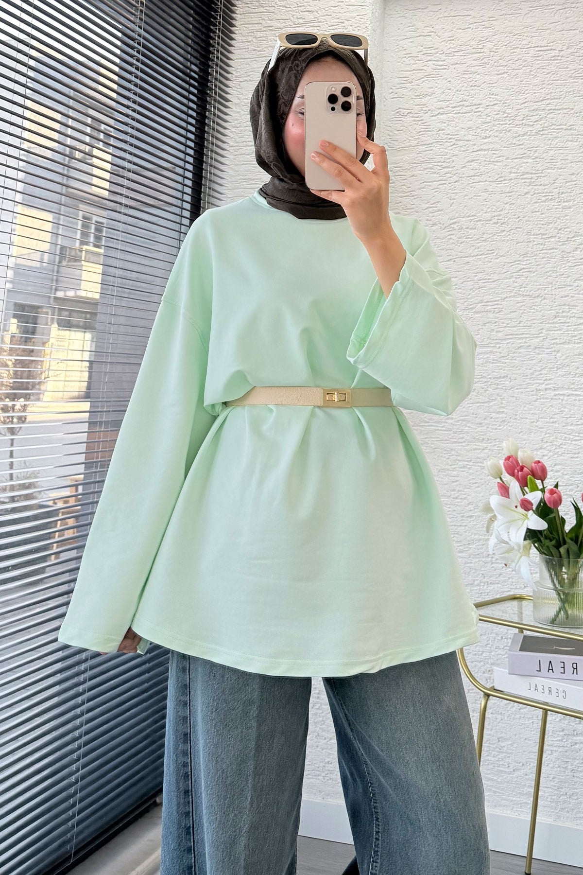 Volan Kol Basic Oversize Tunik – Mint