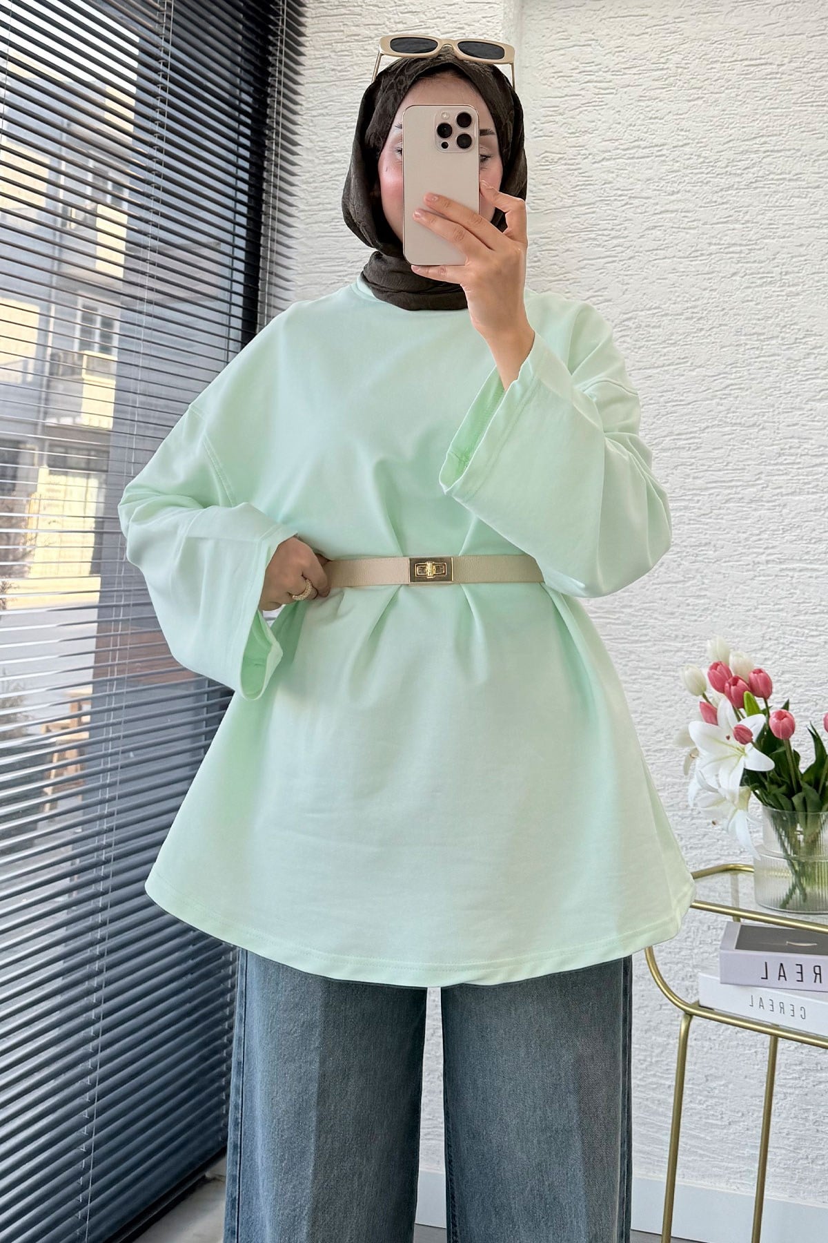 Volan Kol Basic Oversize Tunik – Mint
