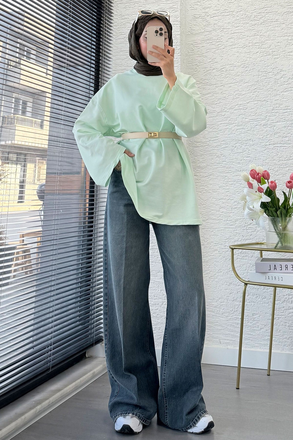 Volan Kol Basic Oversize Tunik – Mint