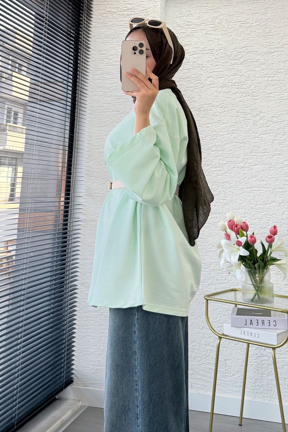 Volan Kol Basic Oversize Tunik – Mint
