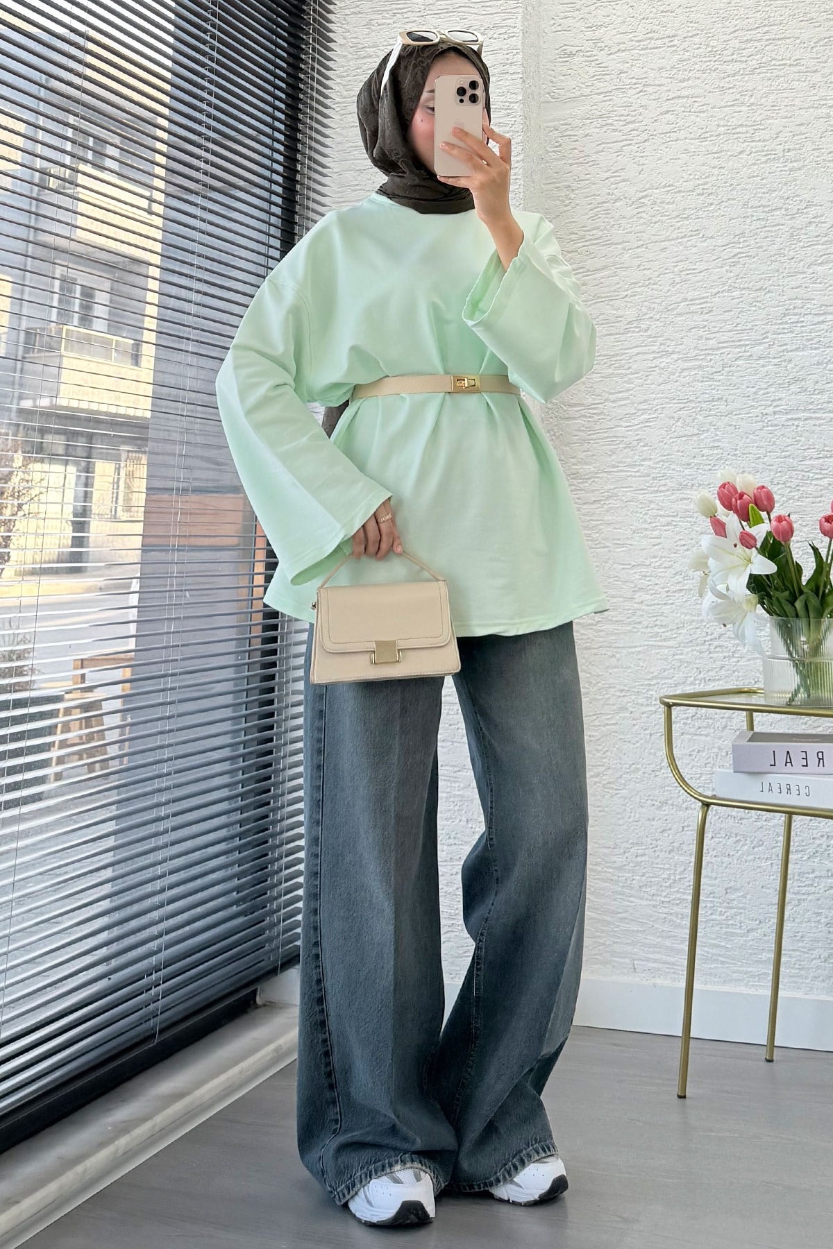 Volan Kol Basic Oversize Tunik – Mint