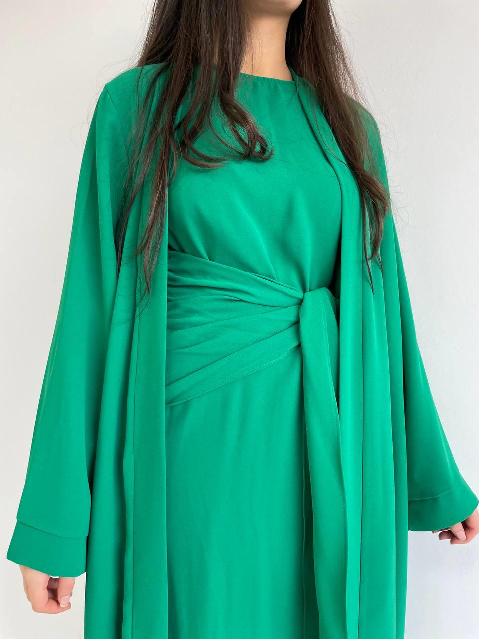 Yeşil Suzan Abaya Takım